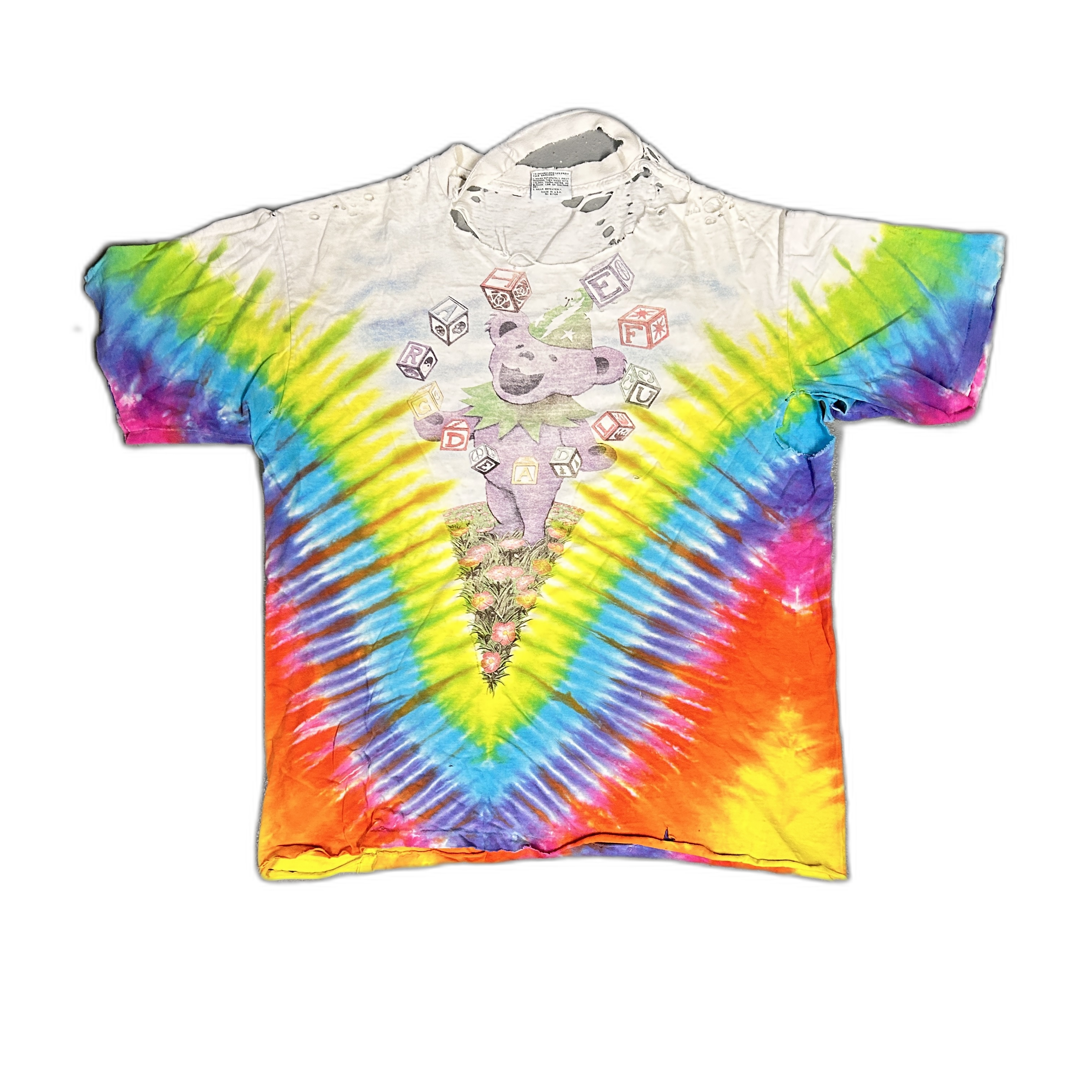 Vintage 90s Grateful Dead Liquid Blue Dancing Bears Tie-Dye Tee