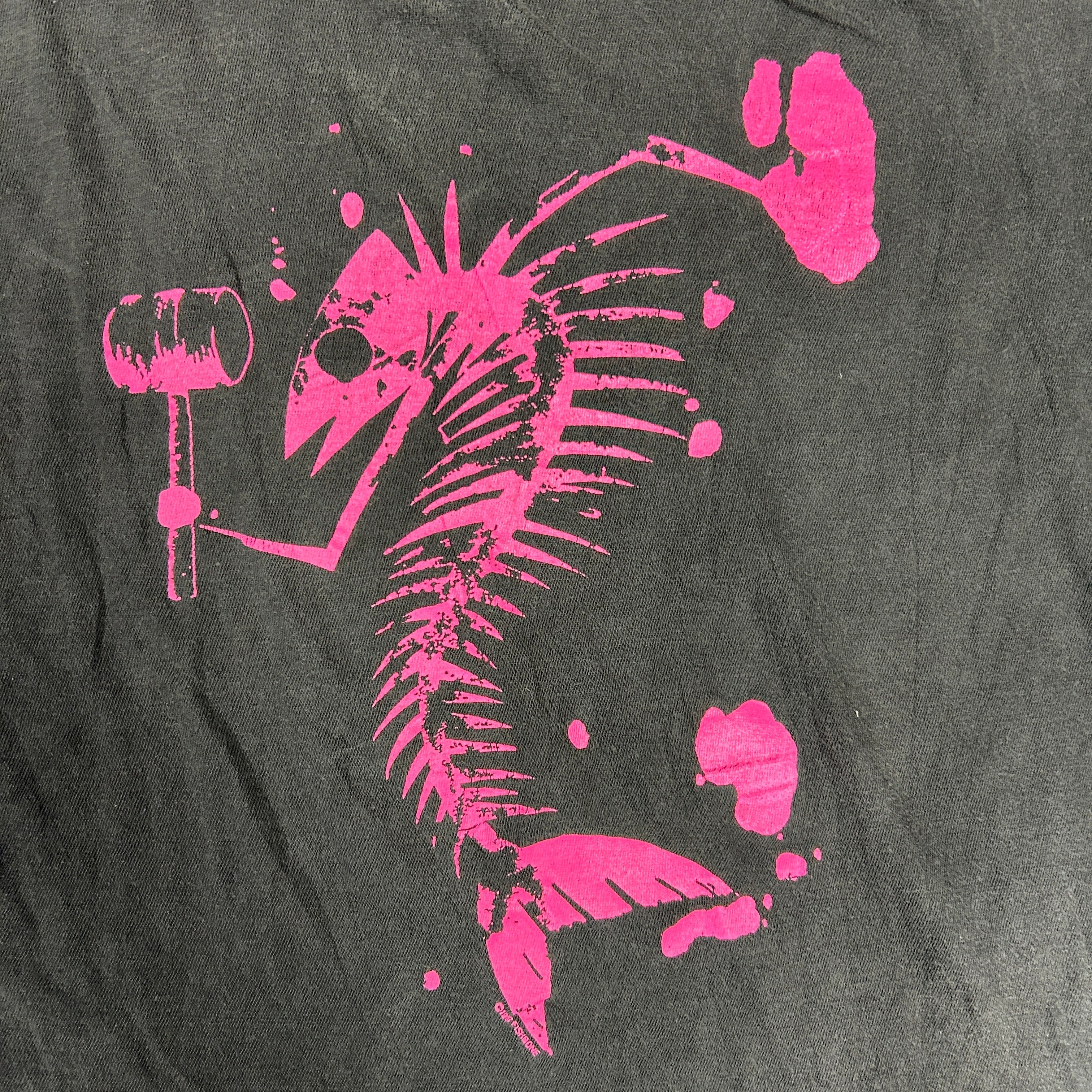 Rare 80s Bone Crusher Punk Skeletal Fish Graphic Tee