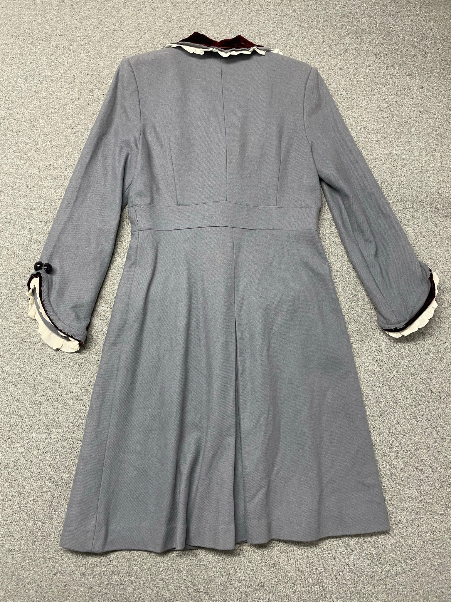 Vintage Marc Jacobs Grey Coat — Velvet Bows & Ruffle Trim (NWT)