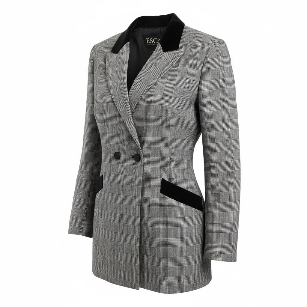 Vintage 80s Escada Glen Check Double-Breasted Blazer