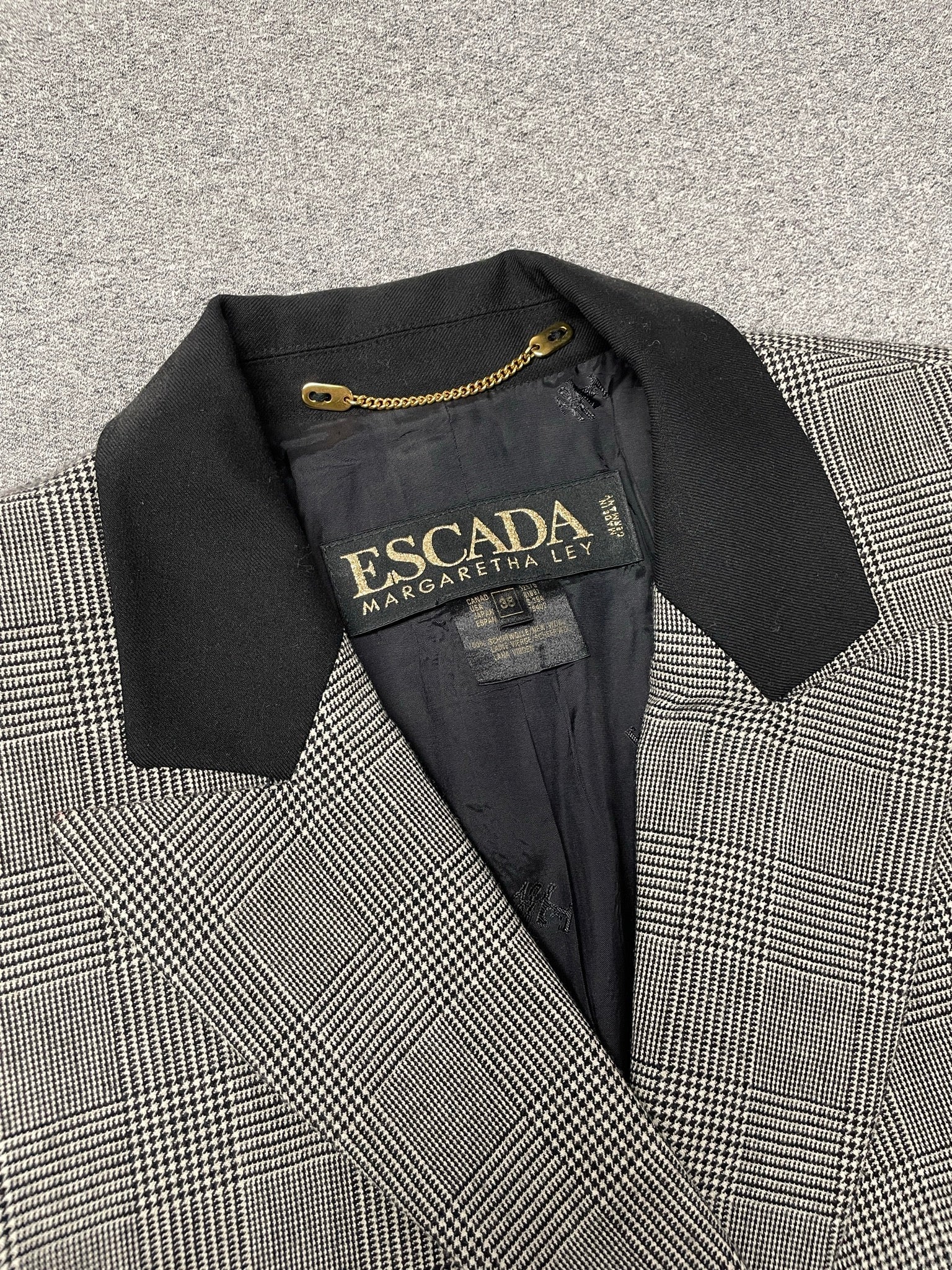 Vintage 80s Escada Glen Check Double-Breasted Blazer