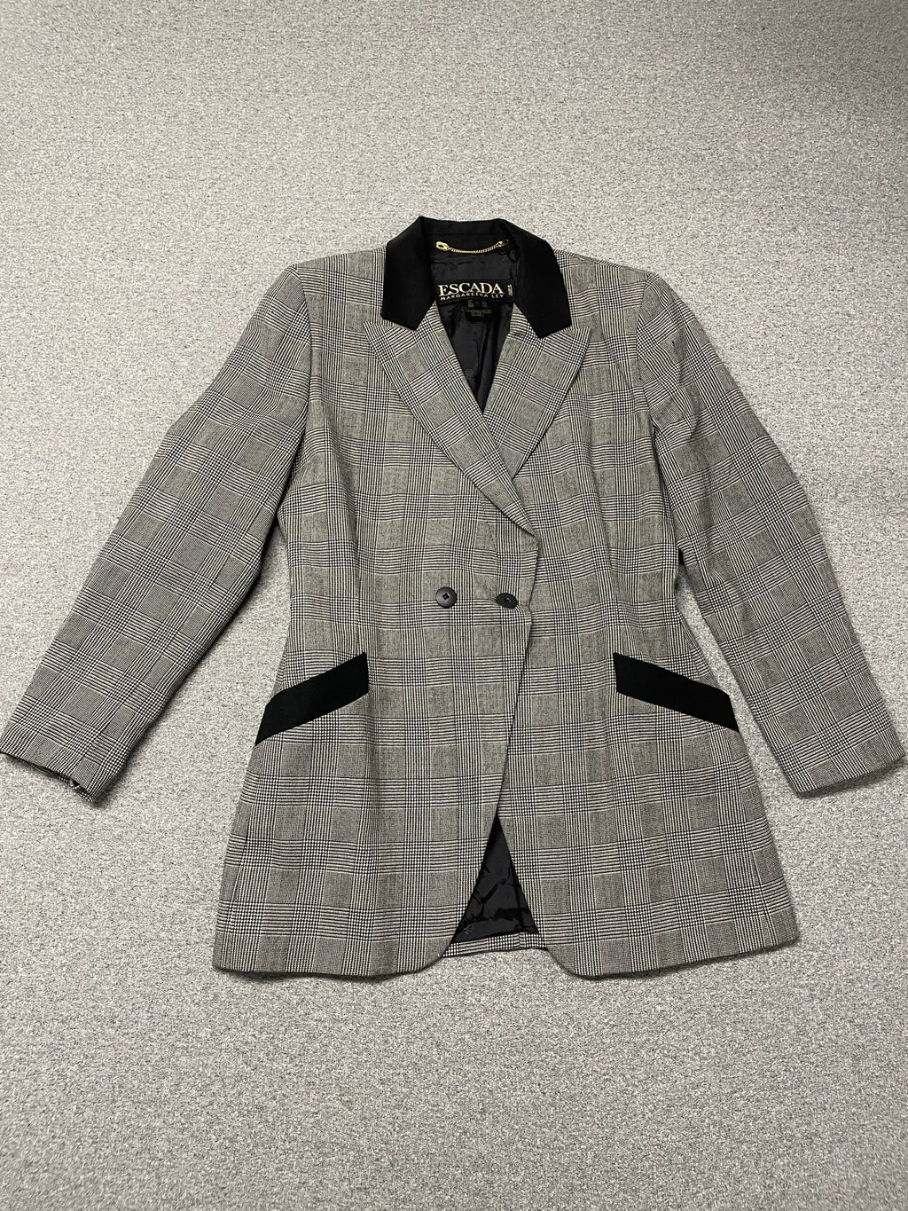 Vintage 80s Escada Glen Check Double-Breasted Blazer