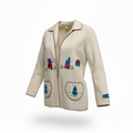 Vintage 1950s Mexican Lopez Wool Embroidered Folk Jacket
