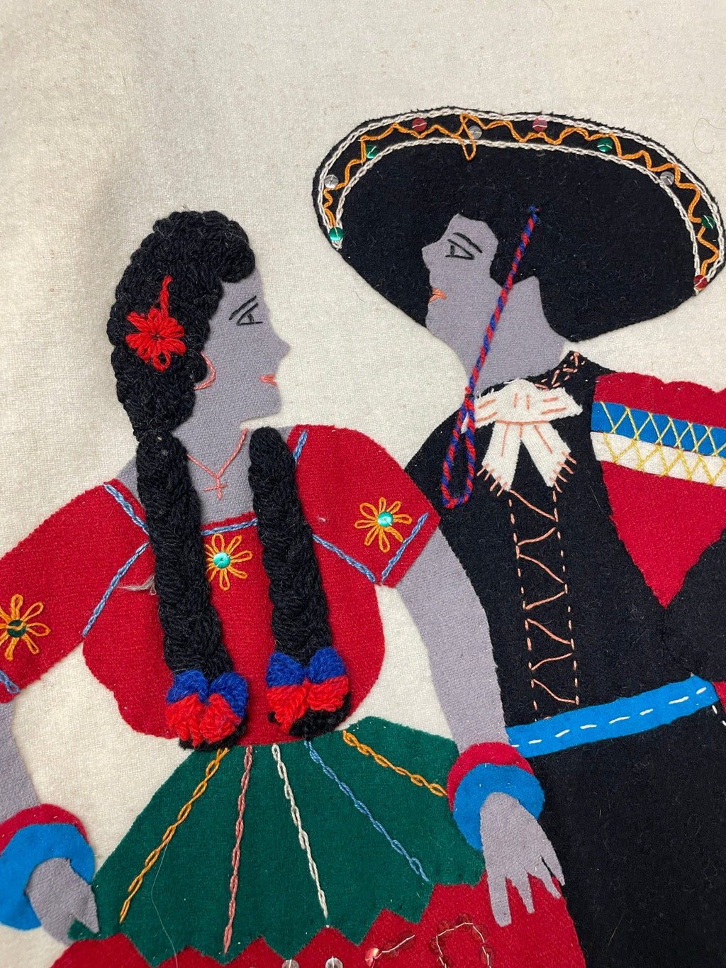Vintage 1950s Mexican Lopez Wool Embroidered Folk Jacket