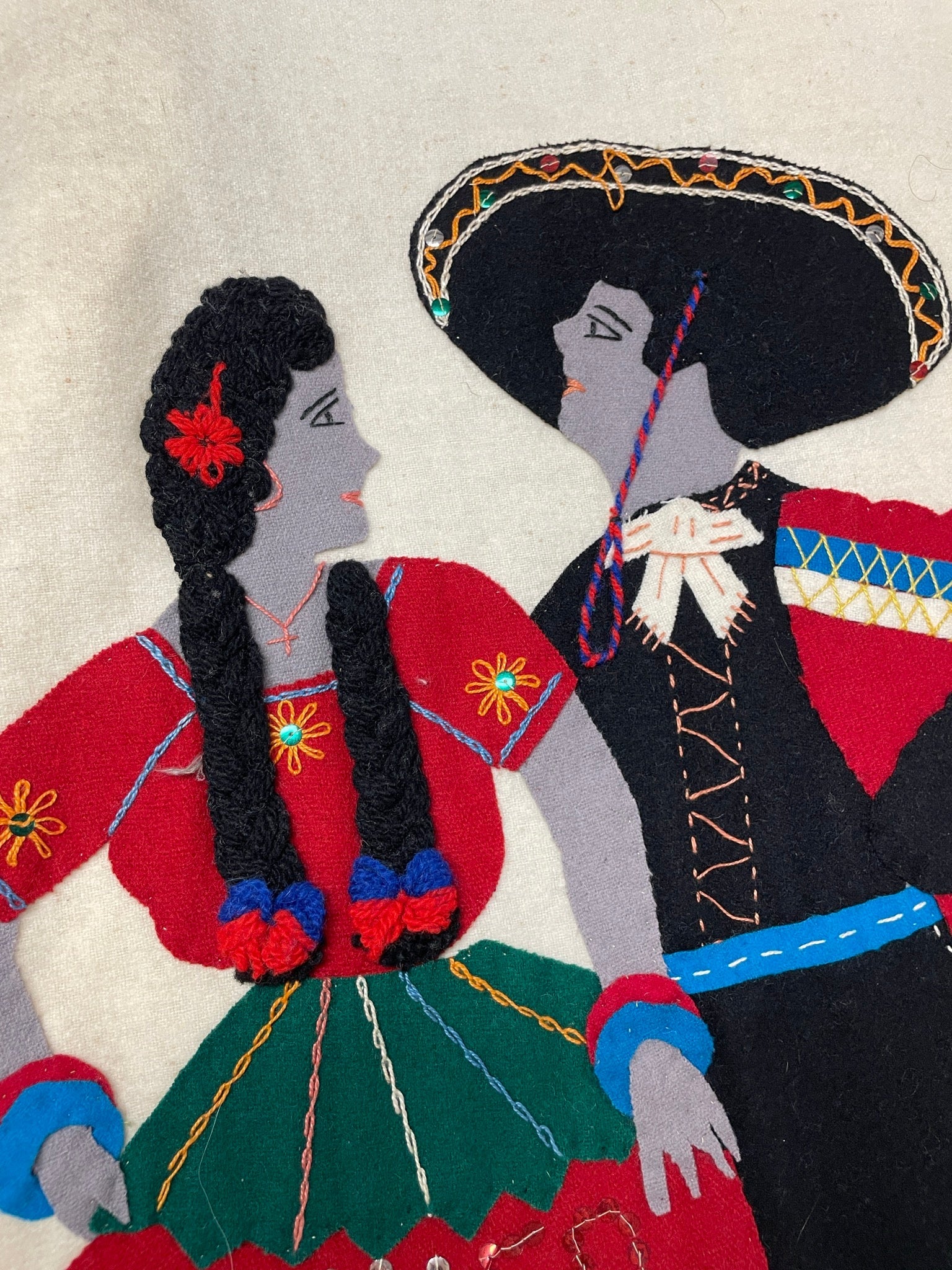 Vintage 1950s Mexican Lopez Wool Embroidered Folk Jacket