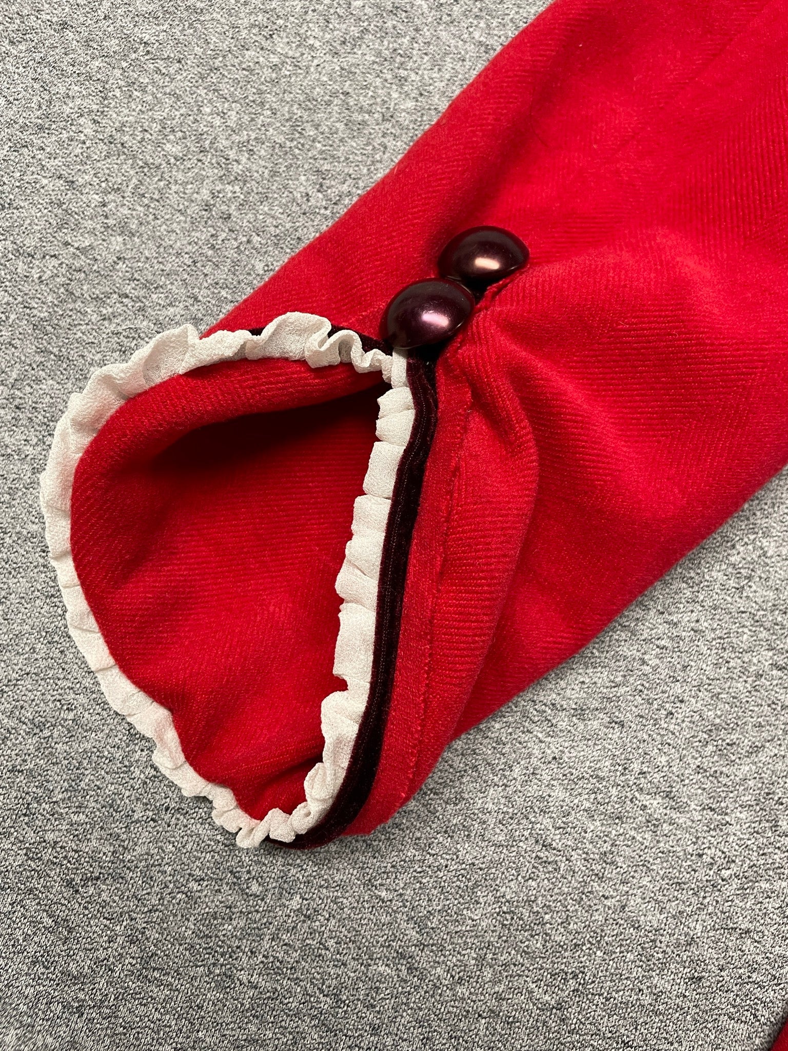 Deadstock Y2K Marc Jacobs Red Wool Coat — Velvet Trim & Bows