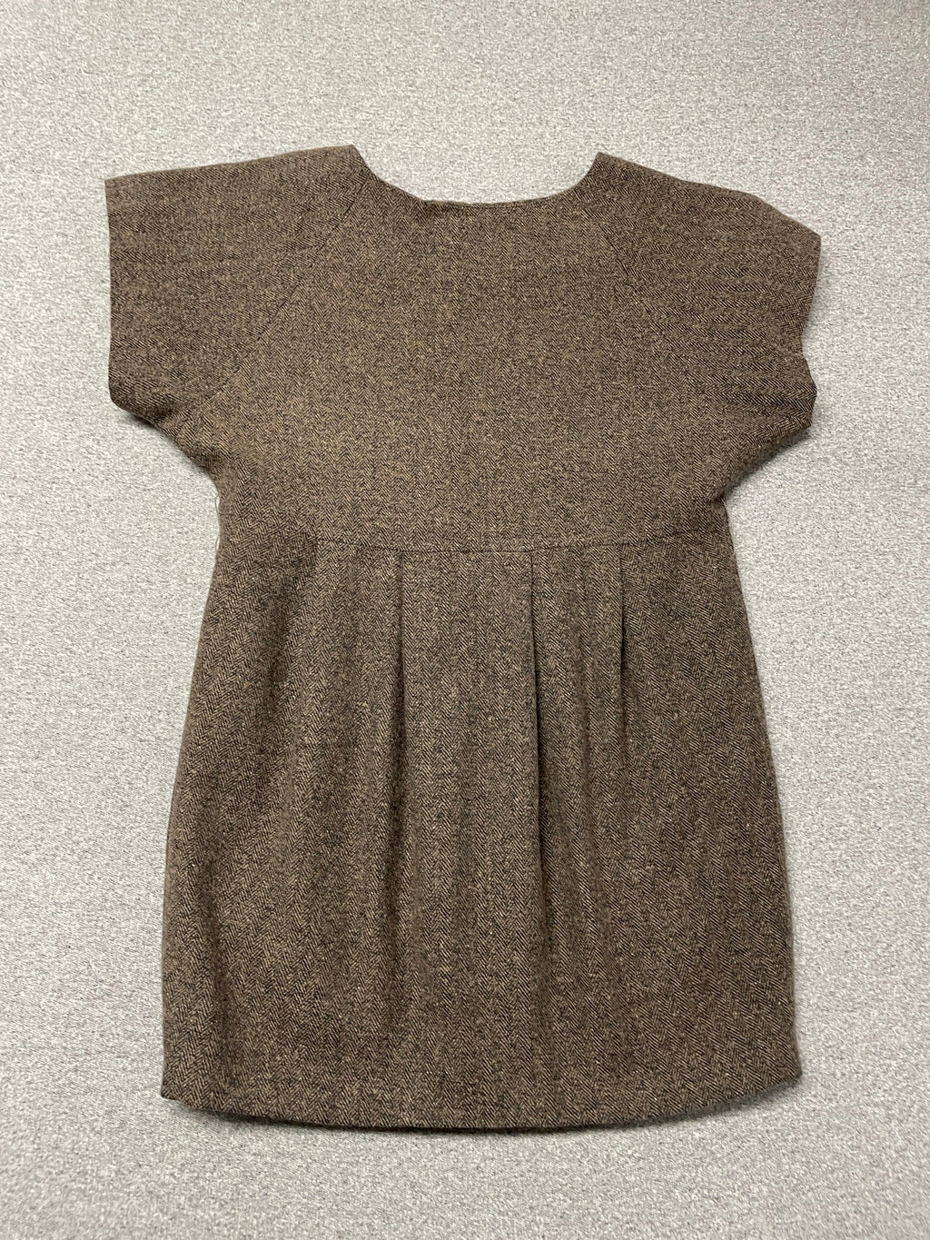 Vintage Dolce & Gabbana Brown Herringbone Wool Cap Sleeve Dress