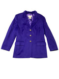 Vintage 80s Escada Purple Wool Blazer with Gold Crest Buttons