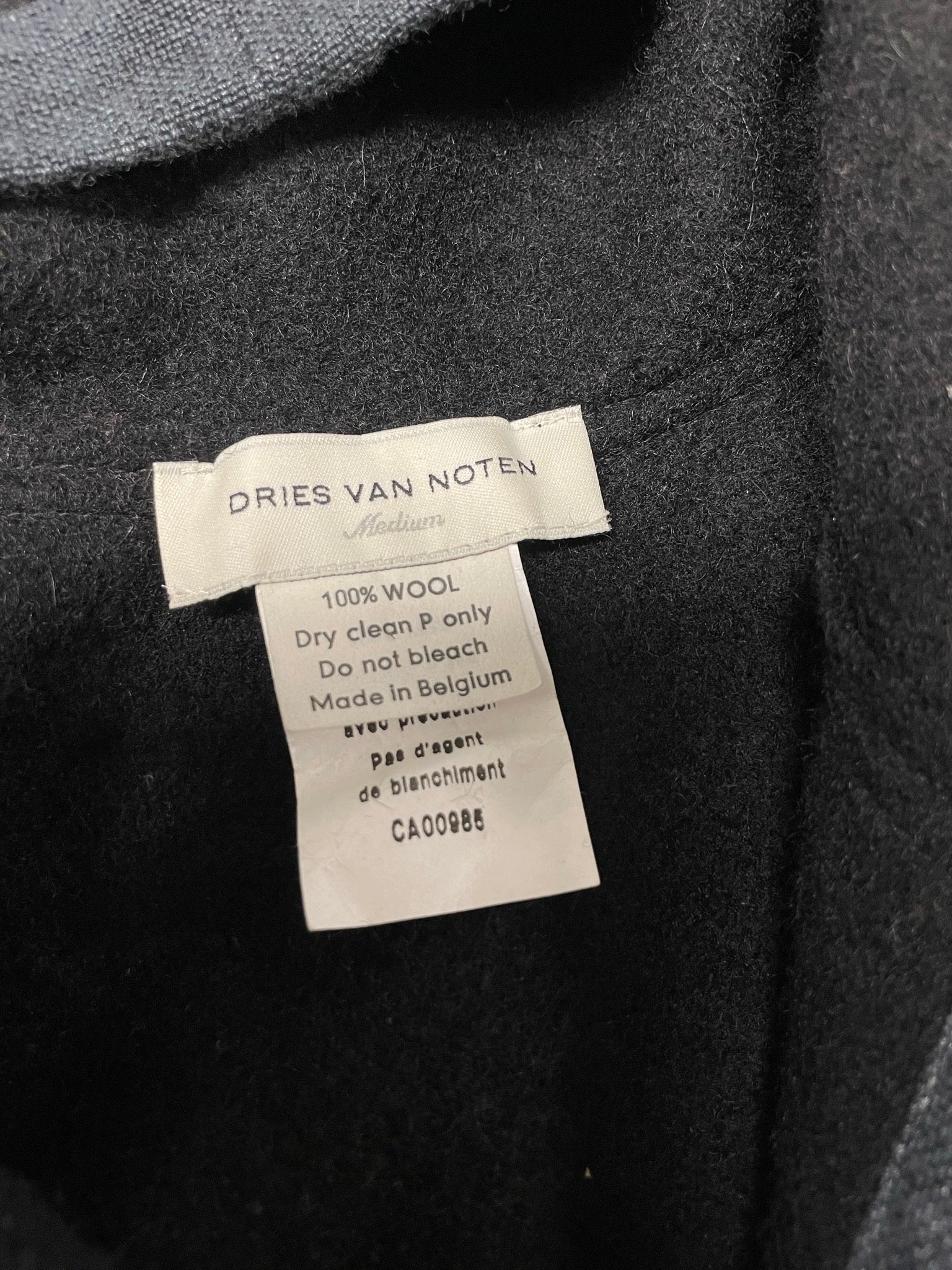 Vintage Y2K Dries Van Noten Hooded Wool Coat w/ Studs
