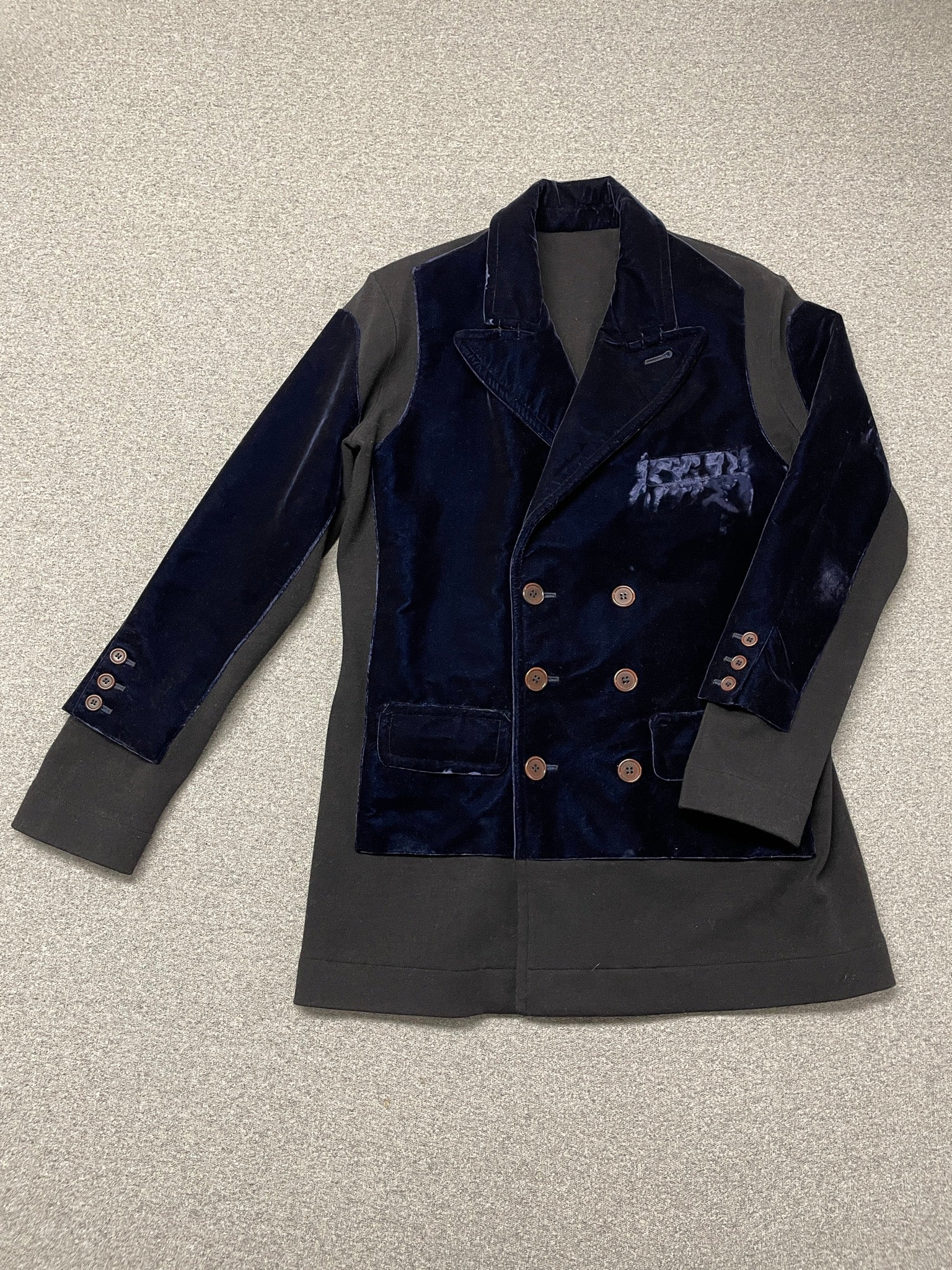 90s Jean Paul Gaultier Double Breasted Trompe L'Oeil Velvet Blazer