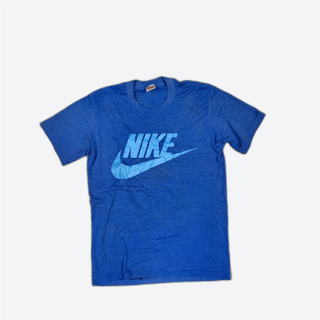 Vintage 80s Nike Single Stitch Blue Logo Tee (USA Made)