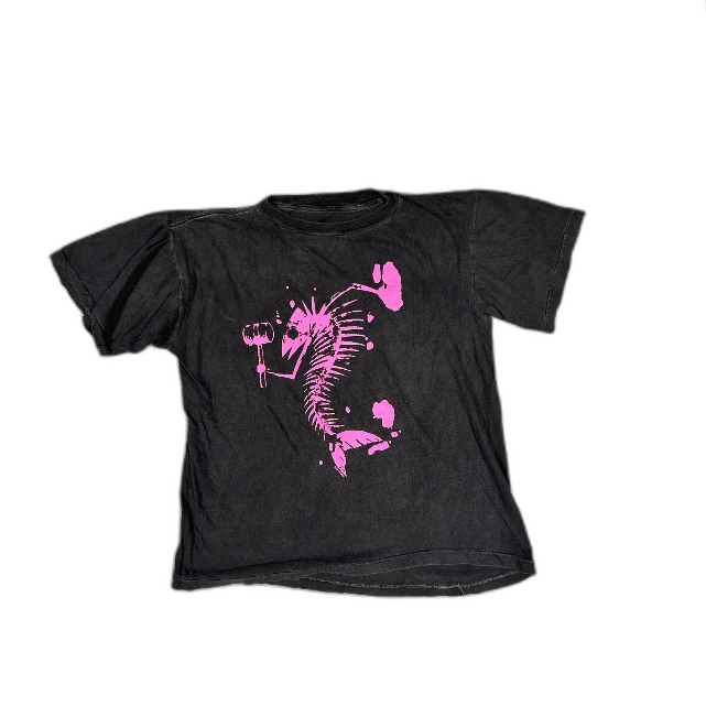 Rare 80s Bone Crusher Punk Skeletal Fish Graphic Tee