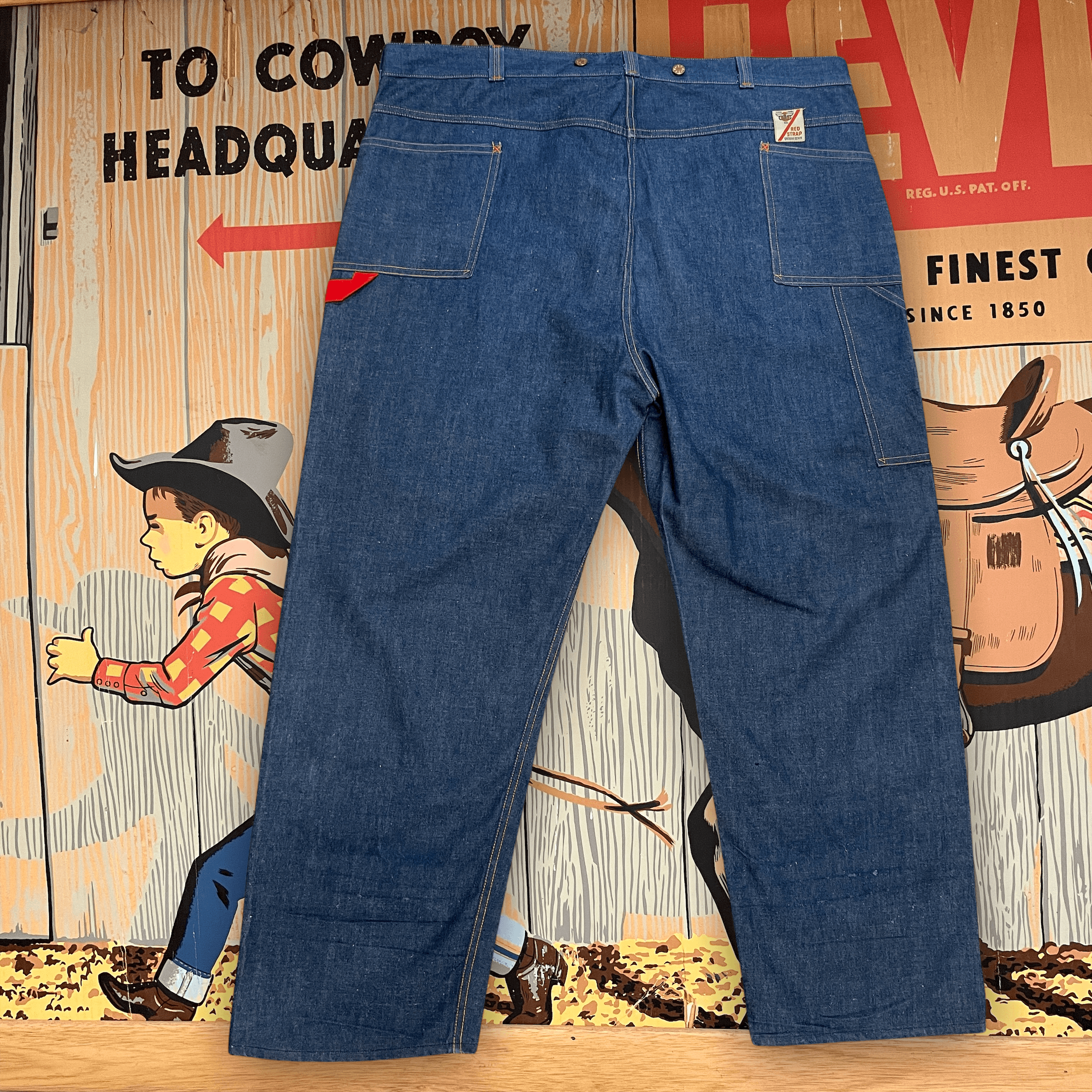 1950s GWG "Red Strap" Snobak Denim Union Made in Canada Vintage Worker Jeans Size 47" Bottoms Public Butter 
