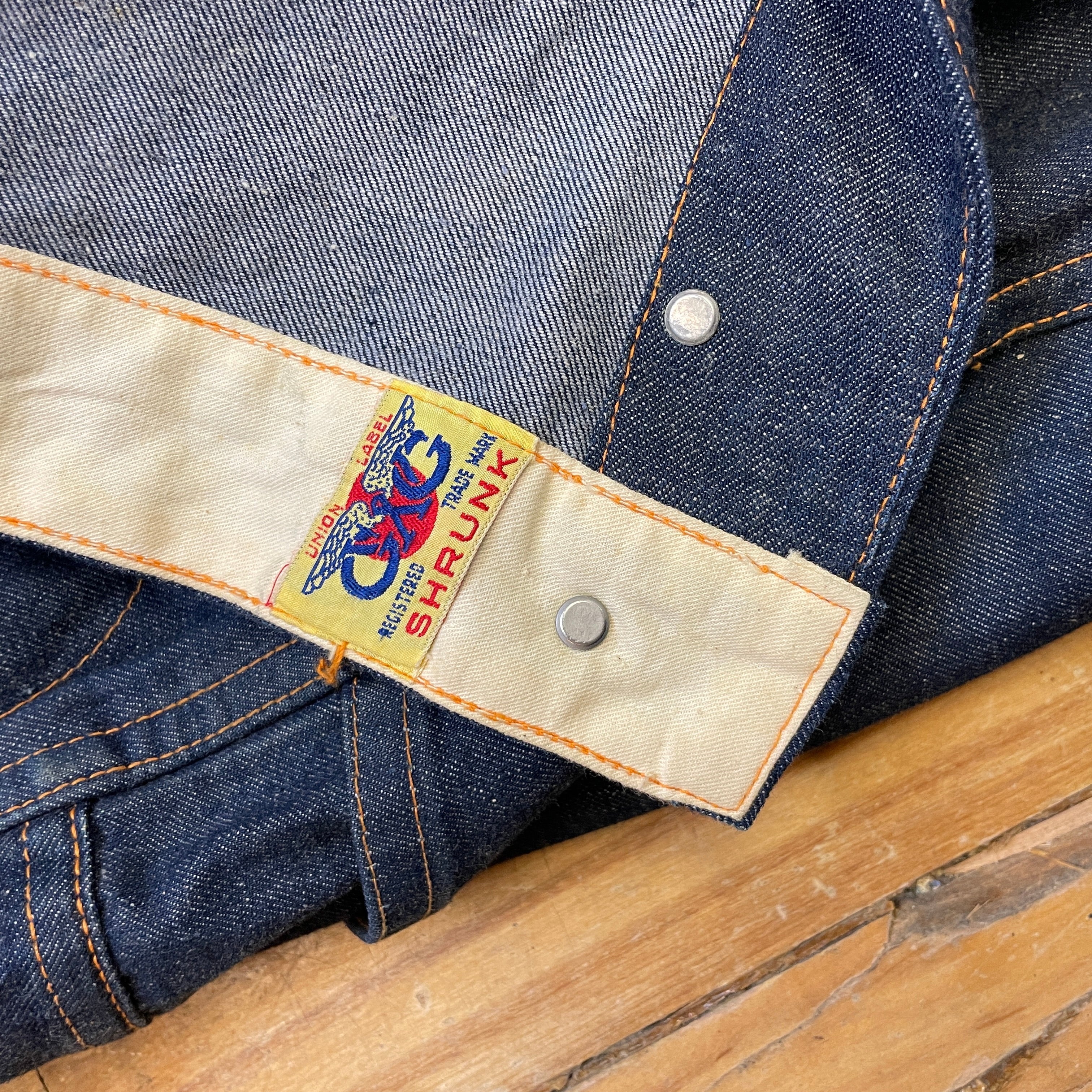 1950s GWG "Red Strap" Snobak Denim Union Made in Canada Vintage Worker Jeans Size 47" Bottoms Public Butter 