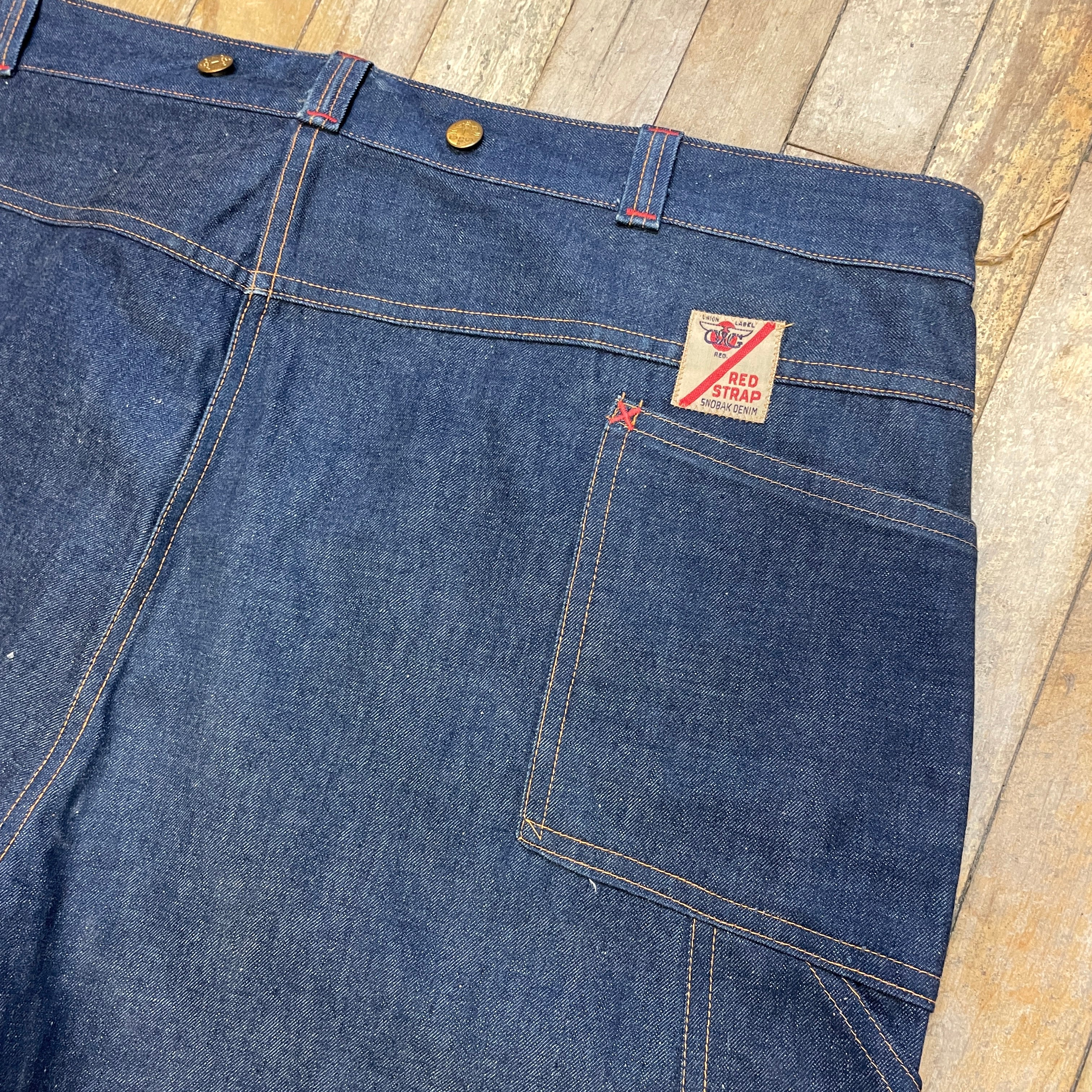 1950s GWG "Red Strap" Snobak Denim Union Made in Canada Vintage Worker Jeans Size 47" Bottoms Public Butter 