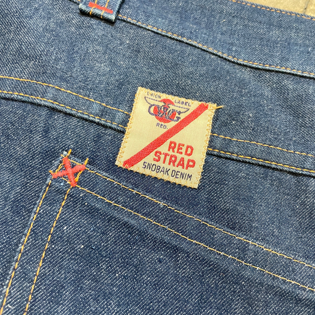 1950s GWG "Red Strap" Snobak Denim Union Made in Canada Vintage Worker Jeans Size 47" Bottoms Public Butter 