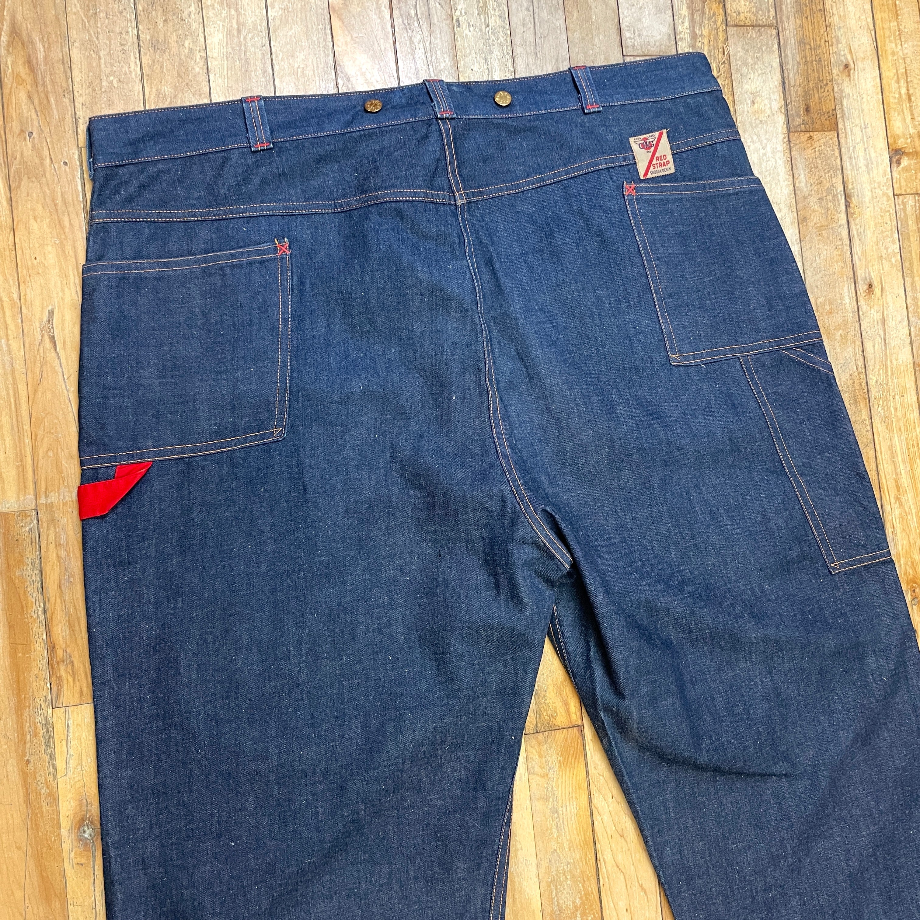 1950s GWG "Red Strap" Snobak Denim Union Made in Canada Vintage Worker Jeans Size 47" Bottoms Public Butter 