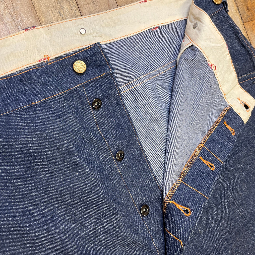 1950s GWG "Red Strap" Snobak Denim Union Made in Canada Vintage Worker Jeans Size 47" Bottoms Public Butter 
