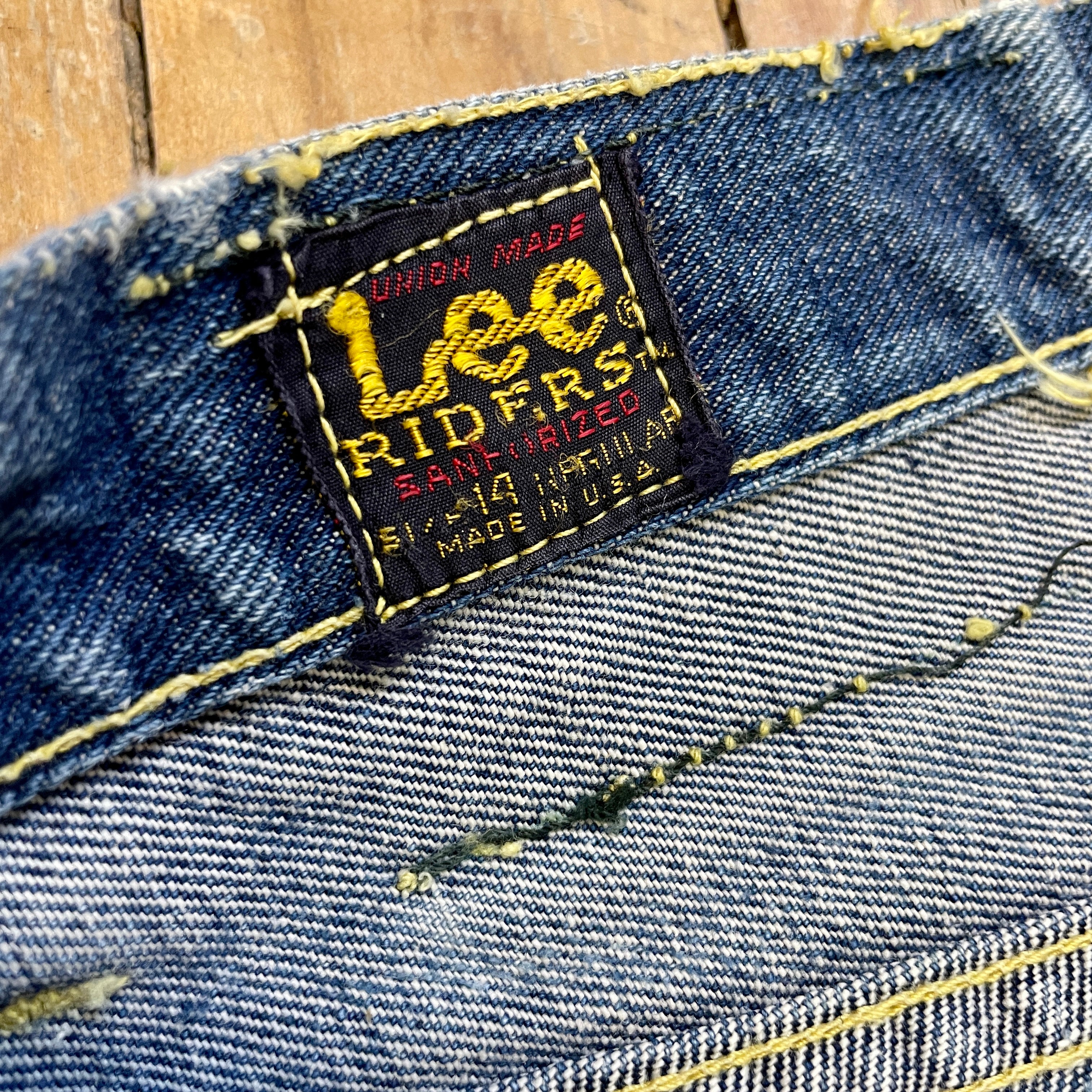 1950s Union Made in USA Lee Riders True Vintage Crotch Rivet Blue