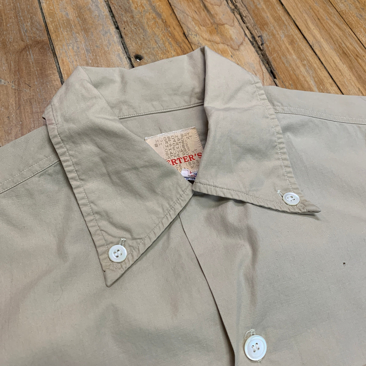 1950s Vintage Herter's for Hudson Bay Beige Cotton Button Up 4-Point Shirt Made in Japan Size M Tops Public Butter 