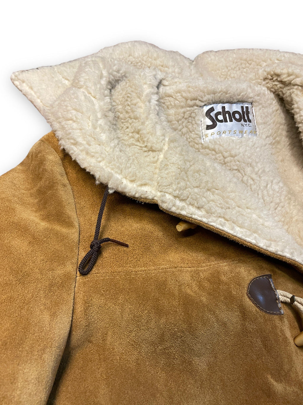 70s Schott Suede & Shearling Vintage Toggle Coat Tops Public Butter 