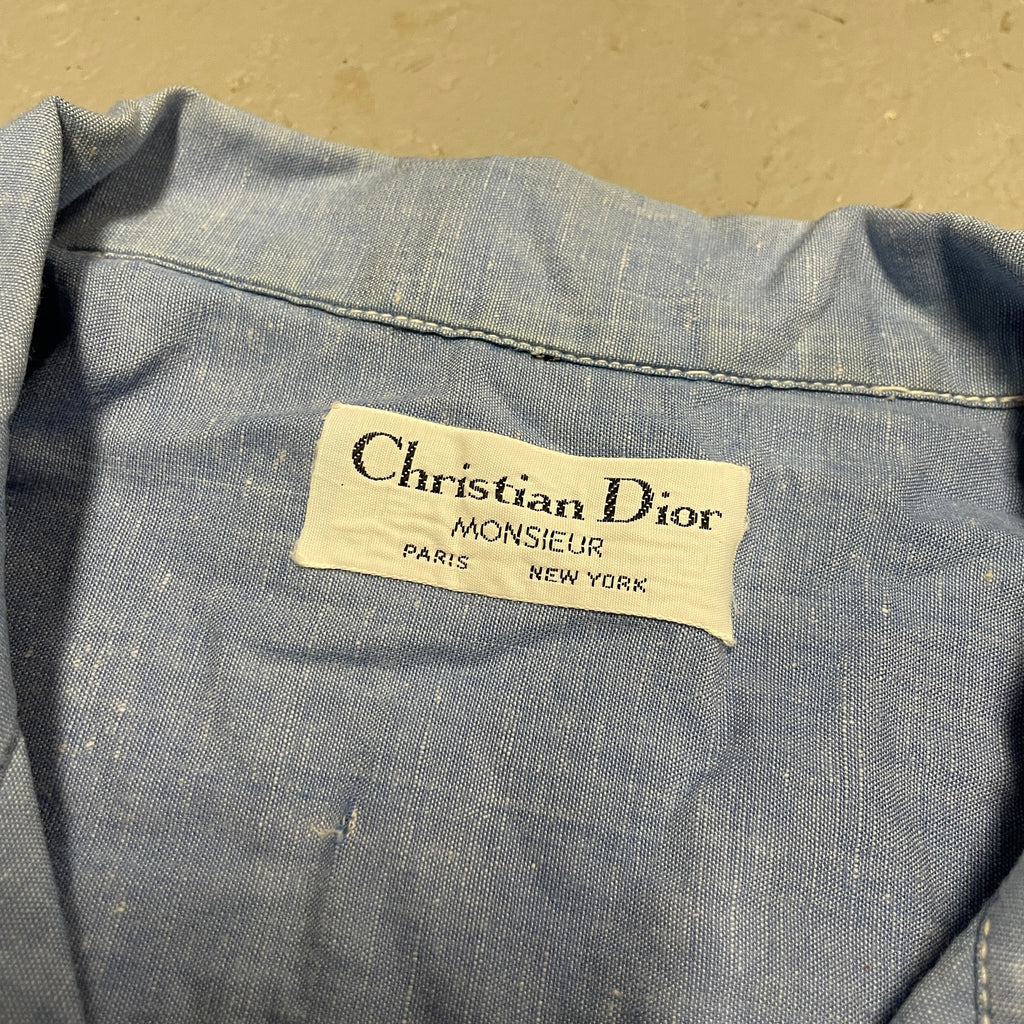 Vintage 80s Christian Dior Monsieur Blue Camp Shirt (Size M)