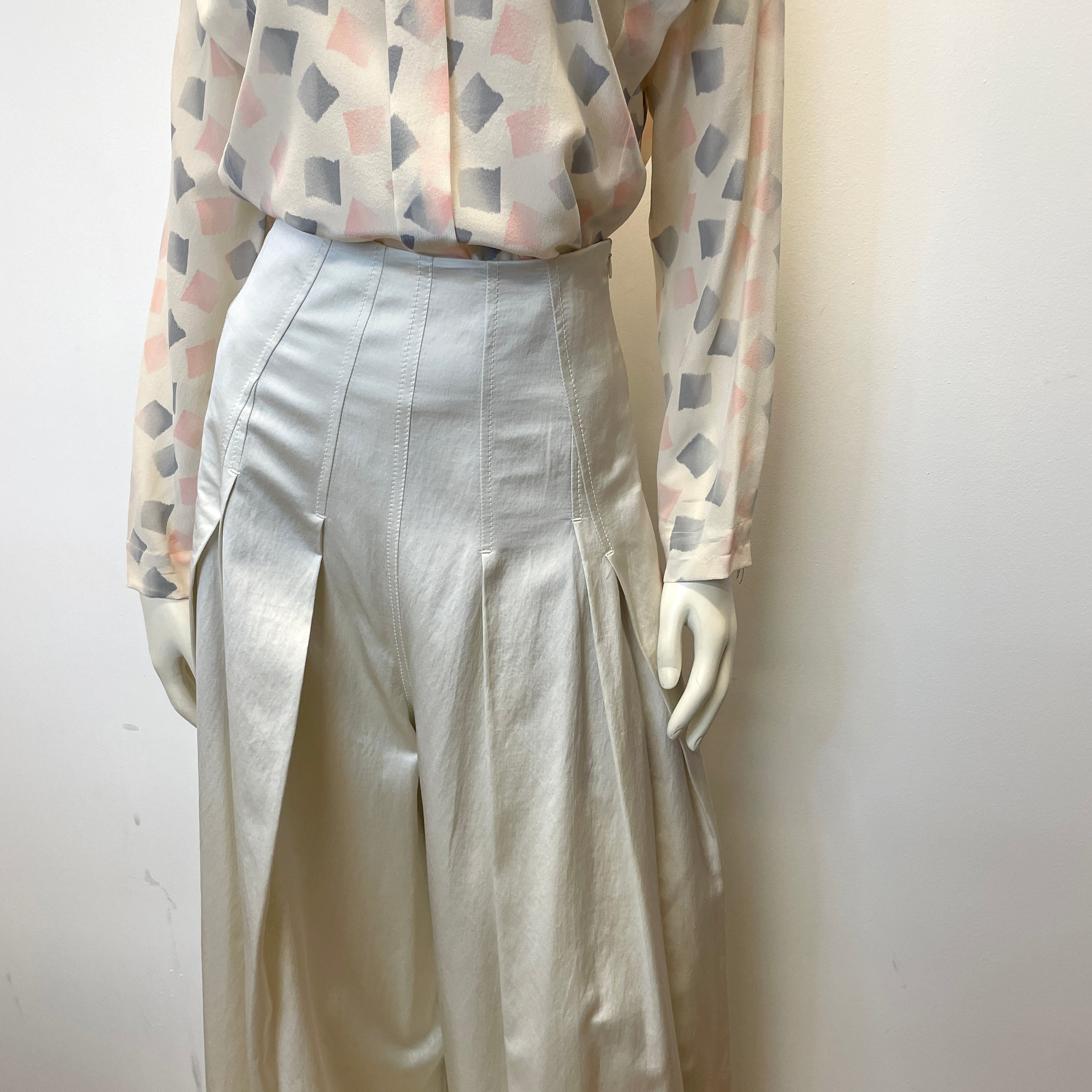 @Brunello Cucinelli Vintage Designer Champagne Palazzo Trousers Size Tops Public Butter 