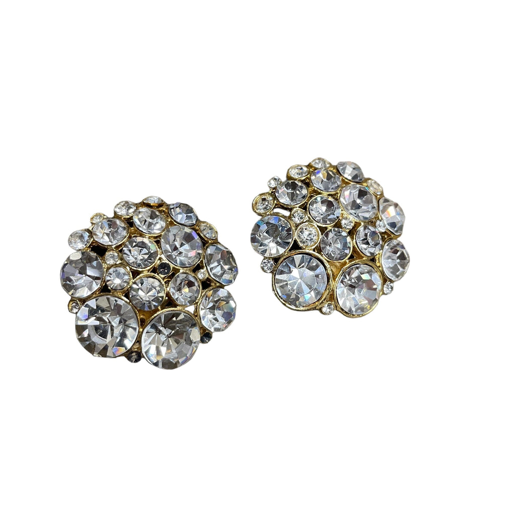 Costume Jewelry Vintage Chunky Crystal Clip-on Earrings Accessories Black Market Vintage 