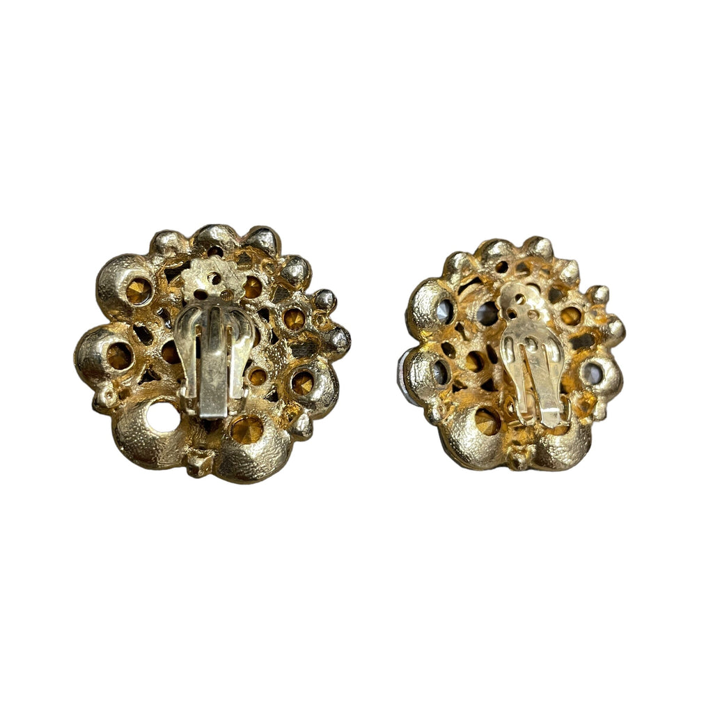 Costume Jewelry Vintage Chunky Crystal Clip-on Earrings Accessories Black Market Vintage 