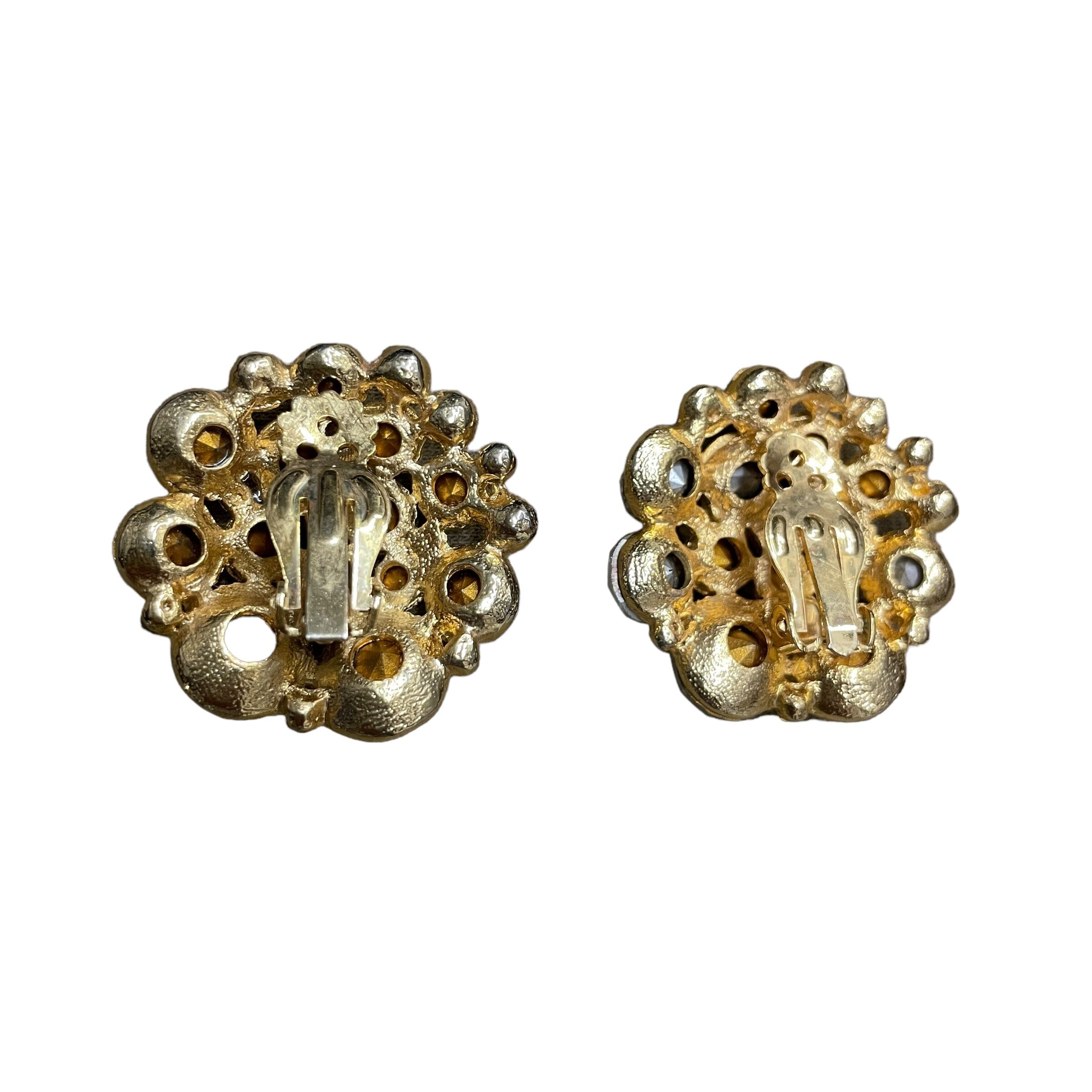 Costume Jewelry Vintage Chunky Crystal Clip-on Earrings Accessories Black Market Vintage 