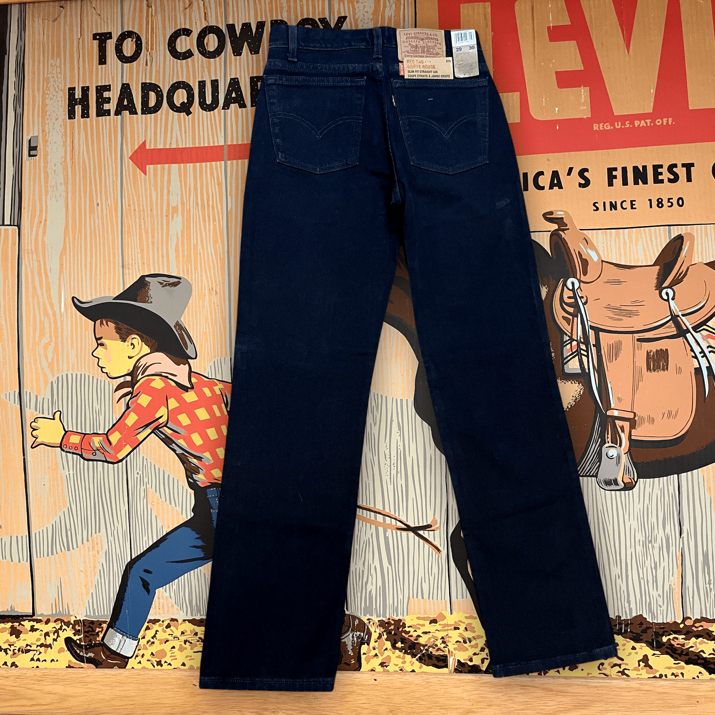 Deadstock Vintage Levi's Black 516 Slim Fit Straight Leg Denim Jeans Made in Canada 29" Waist Bottoms Public Butter 