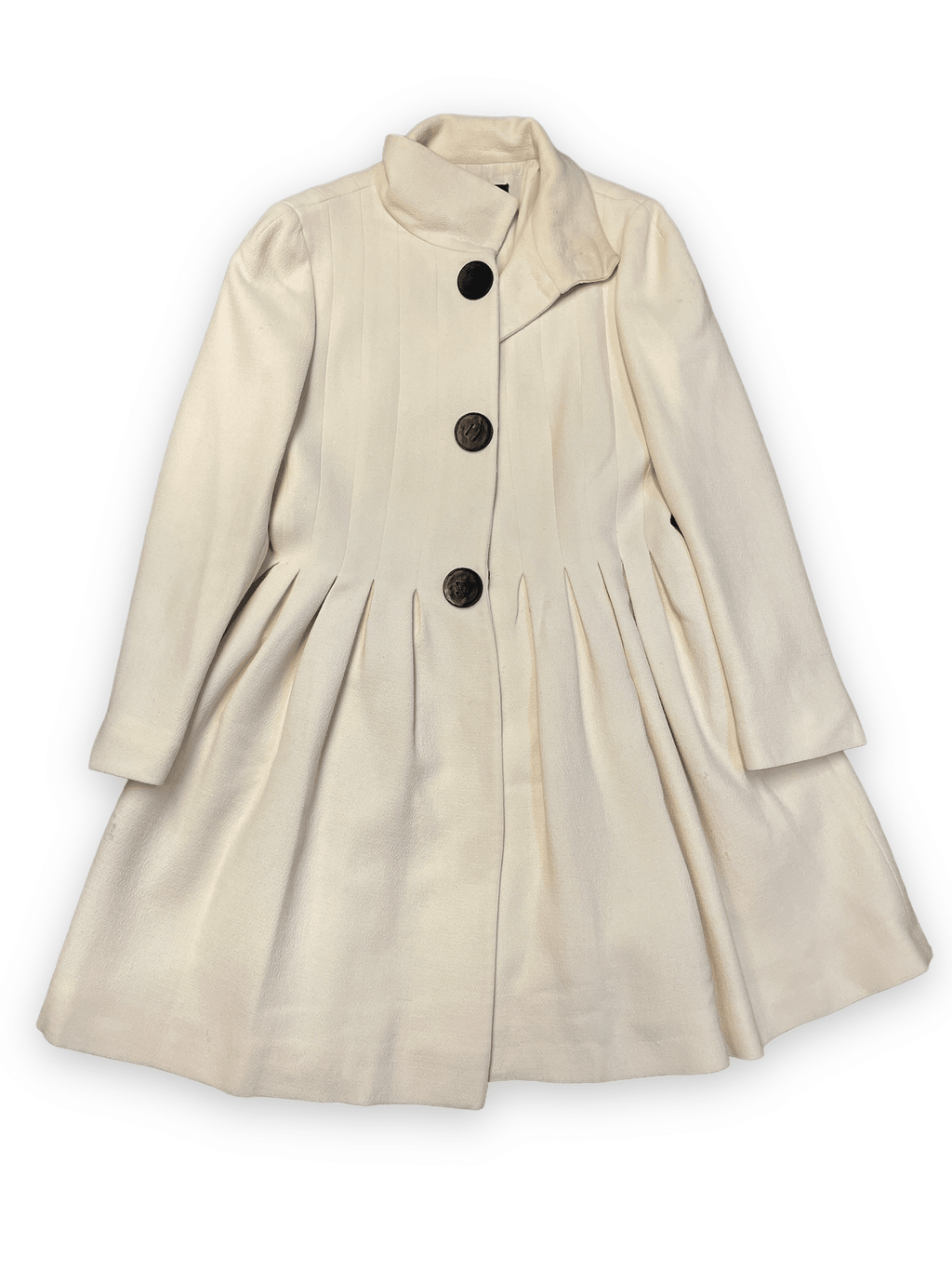 Giambattista Valli Vintage Fitted Cream Wool Dress Coat Made in Italy Size M Jackets & Coats Public Butter 