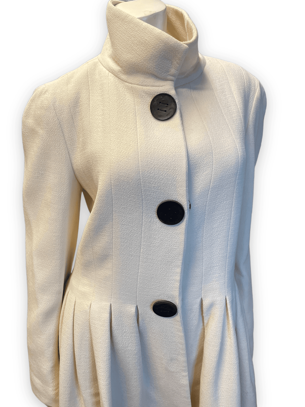 Giambattista Valli Vintage Fitted Cream Wool Dress Coat Made in Italy Size M Jackets & Coats Public Butter 