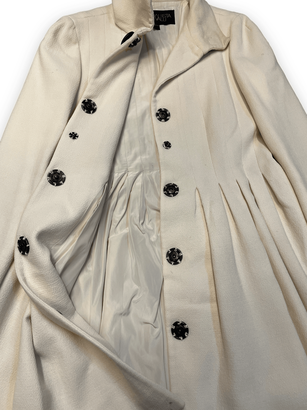 Giambattista Valli Vintage Fitted Cream Wool Dress Coat Made in Italy Size M Jackets & Coats Public Butter 