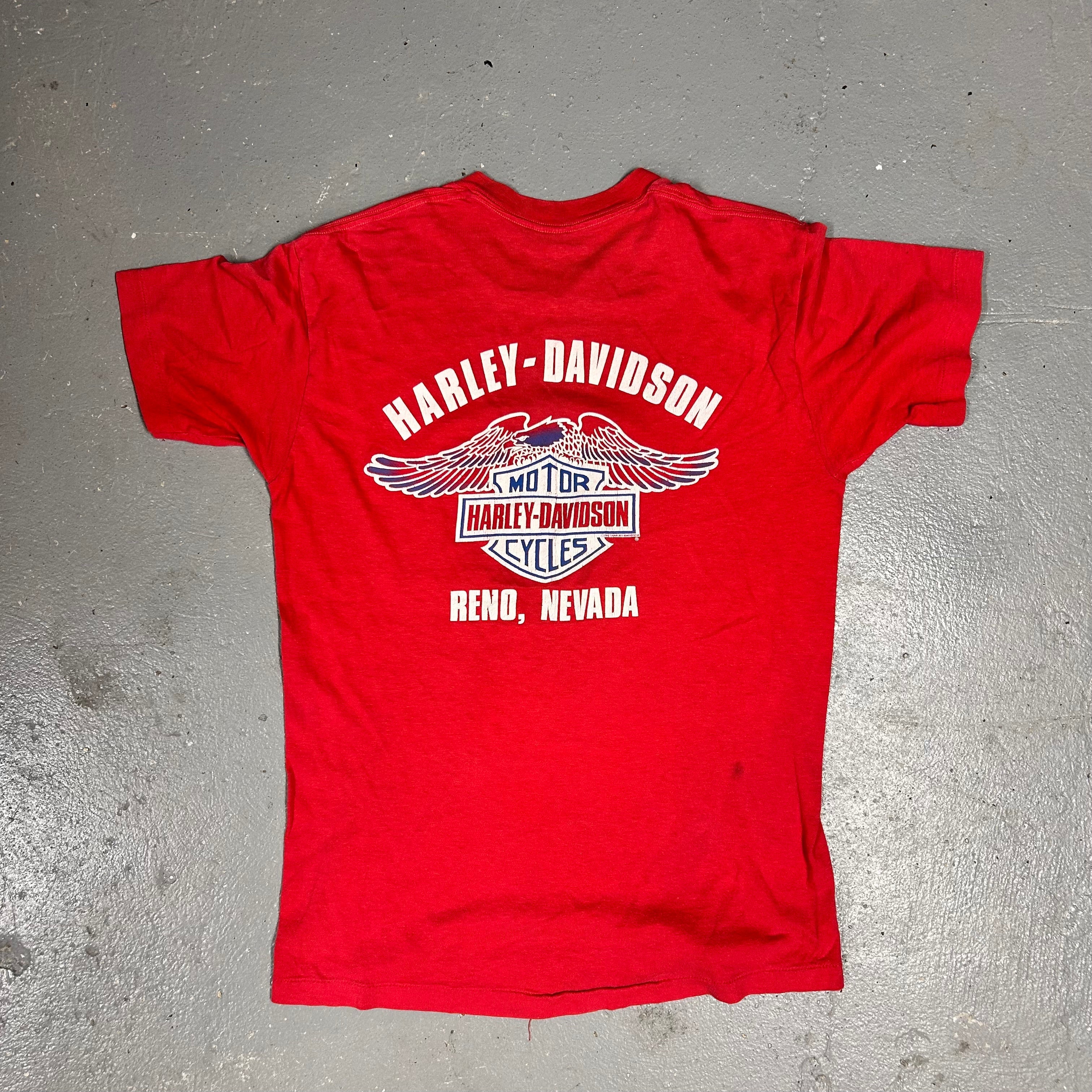 Vintage 80s Harley Davidson Reno Single Stitch Pocket Tee