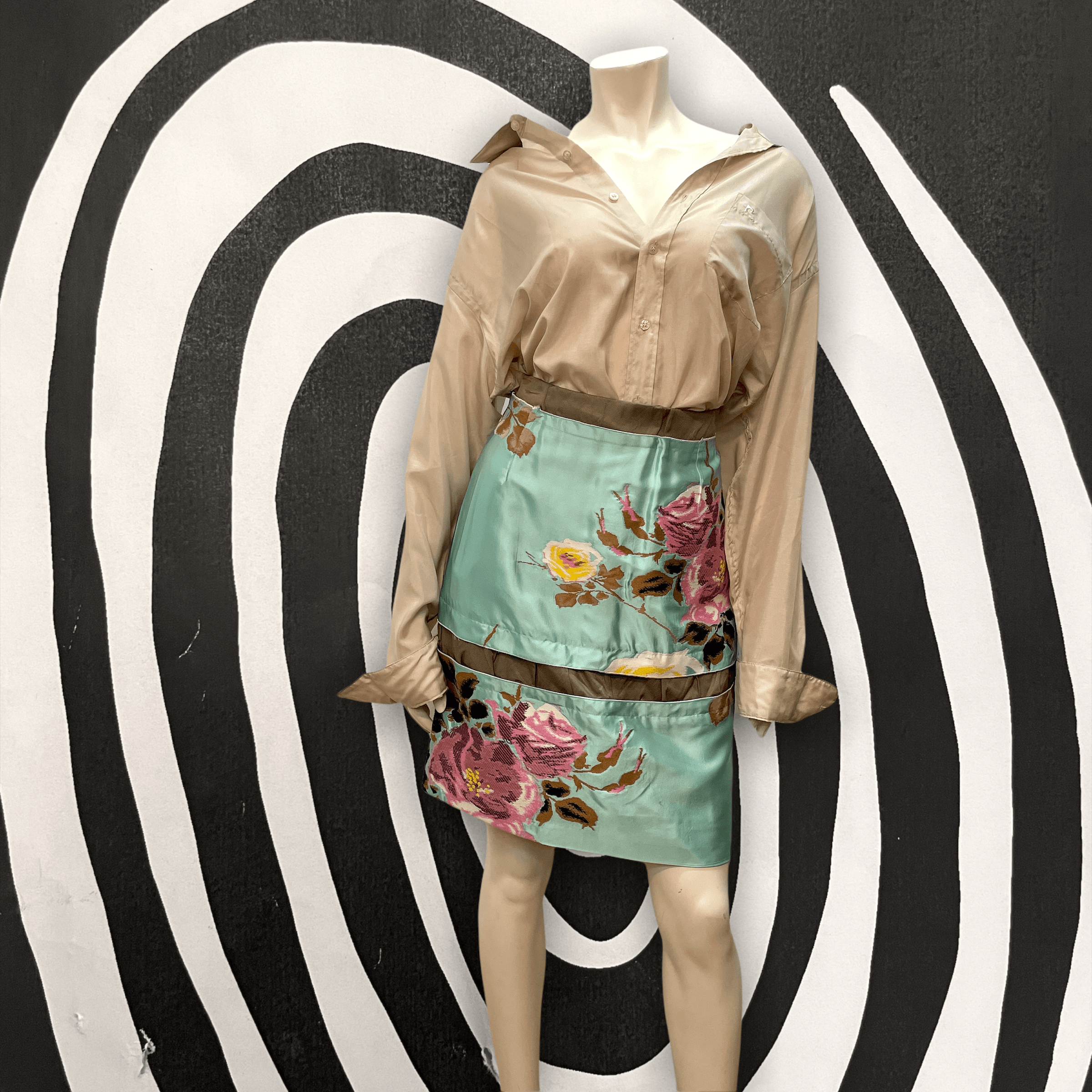 Marni Fall '09 Vintage Designer Embroidered Floral Skirt Size 30" Bottoms Public Butter 