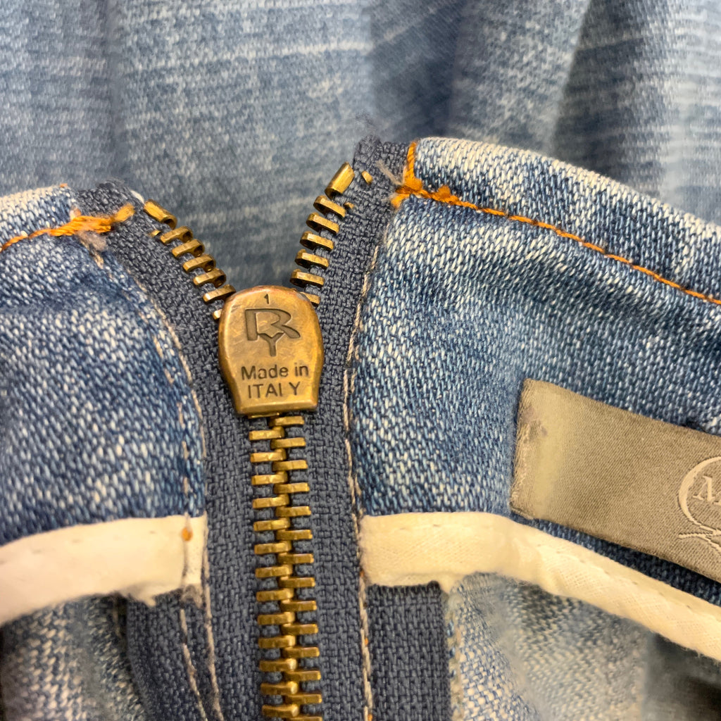 McQ by Alexander McQueen Vintage Designer Denim Paneled Skirt Made in Italy Size 31" Bottoms Public Butter 