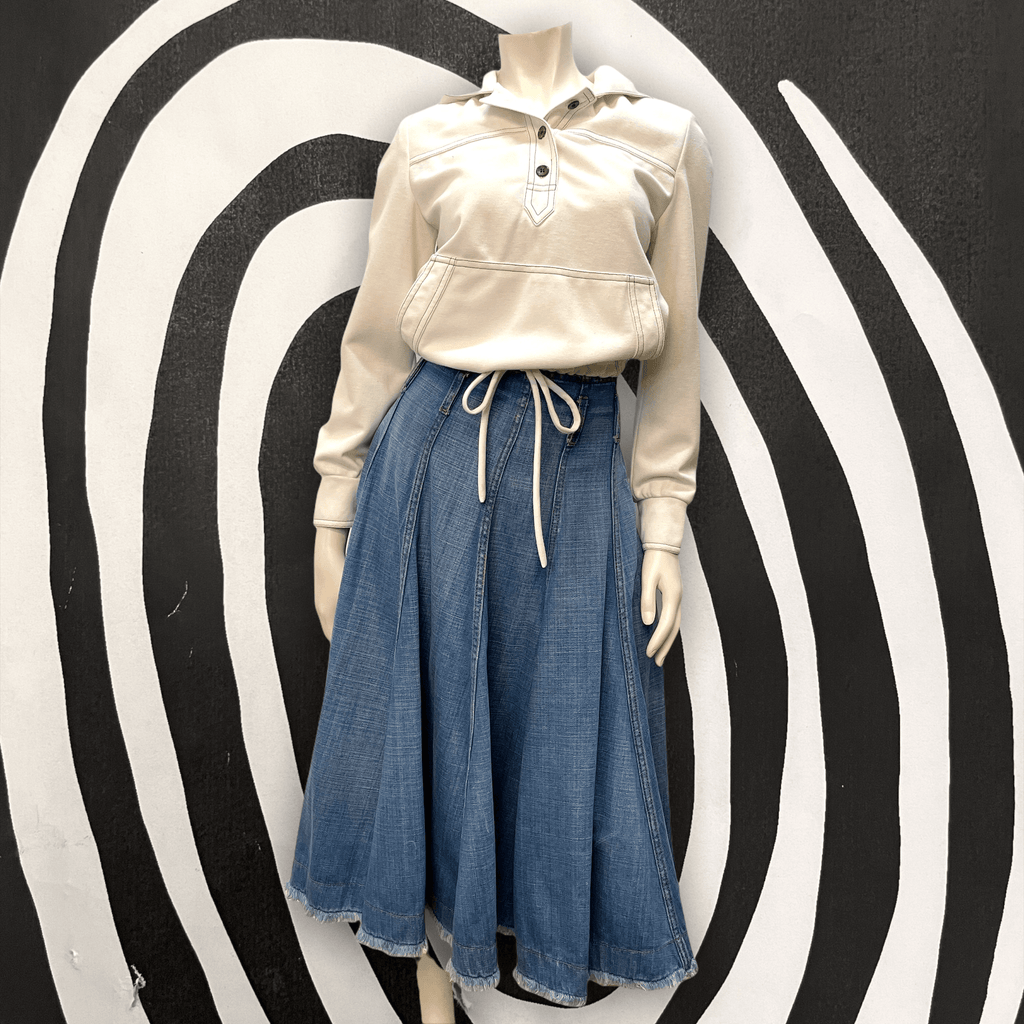 McQ by Alexander McQueen Vintage Designer Denim Paneled Skirt Made in Italy Size 31" Bottoms Public Butter 