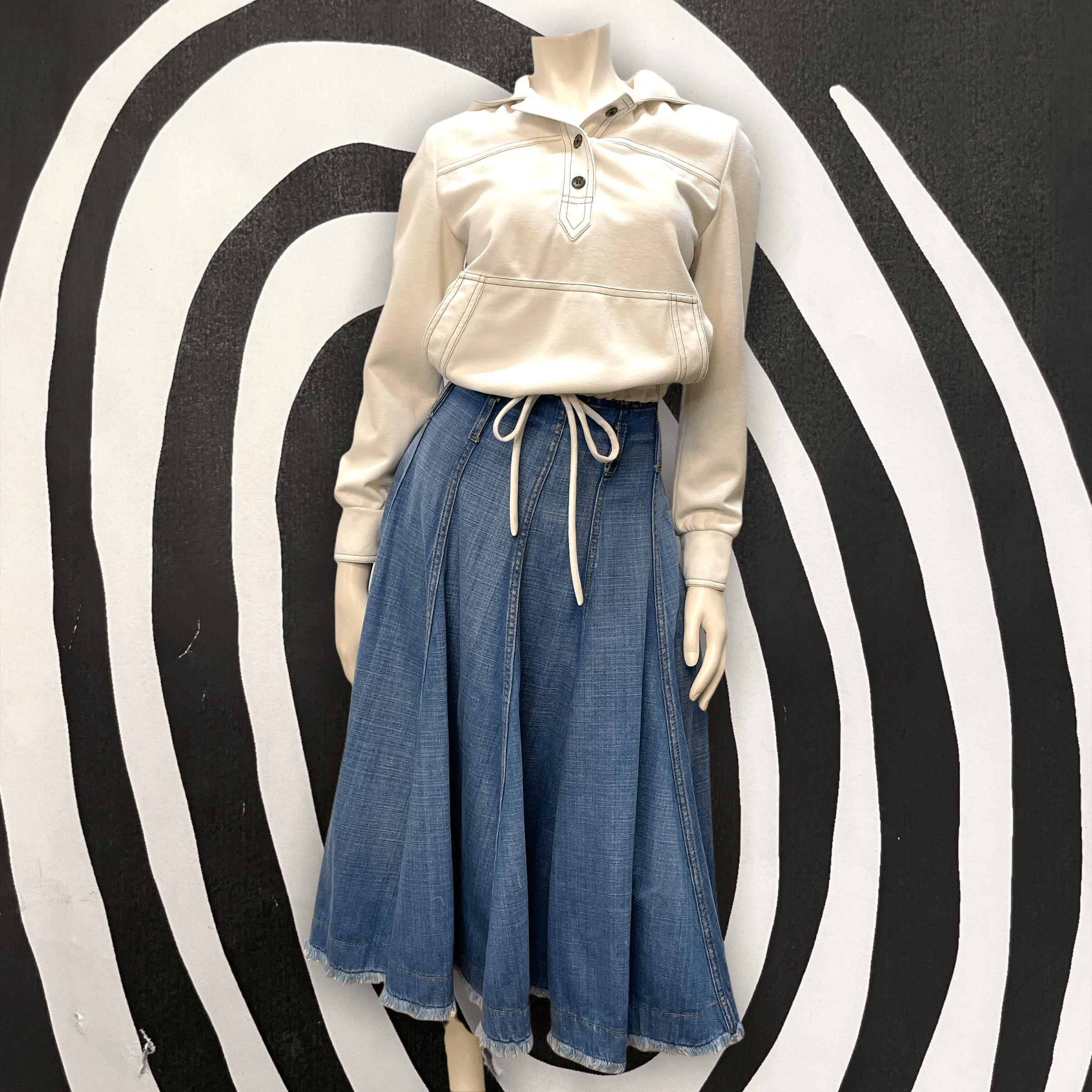 McQ by Alexander McQueen Vintage Designer Denim Paneled Skirt Made in Italy Size 31" Bottoms Public Butter 