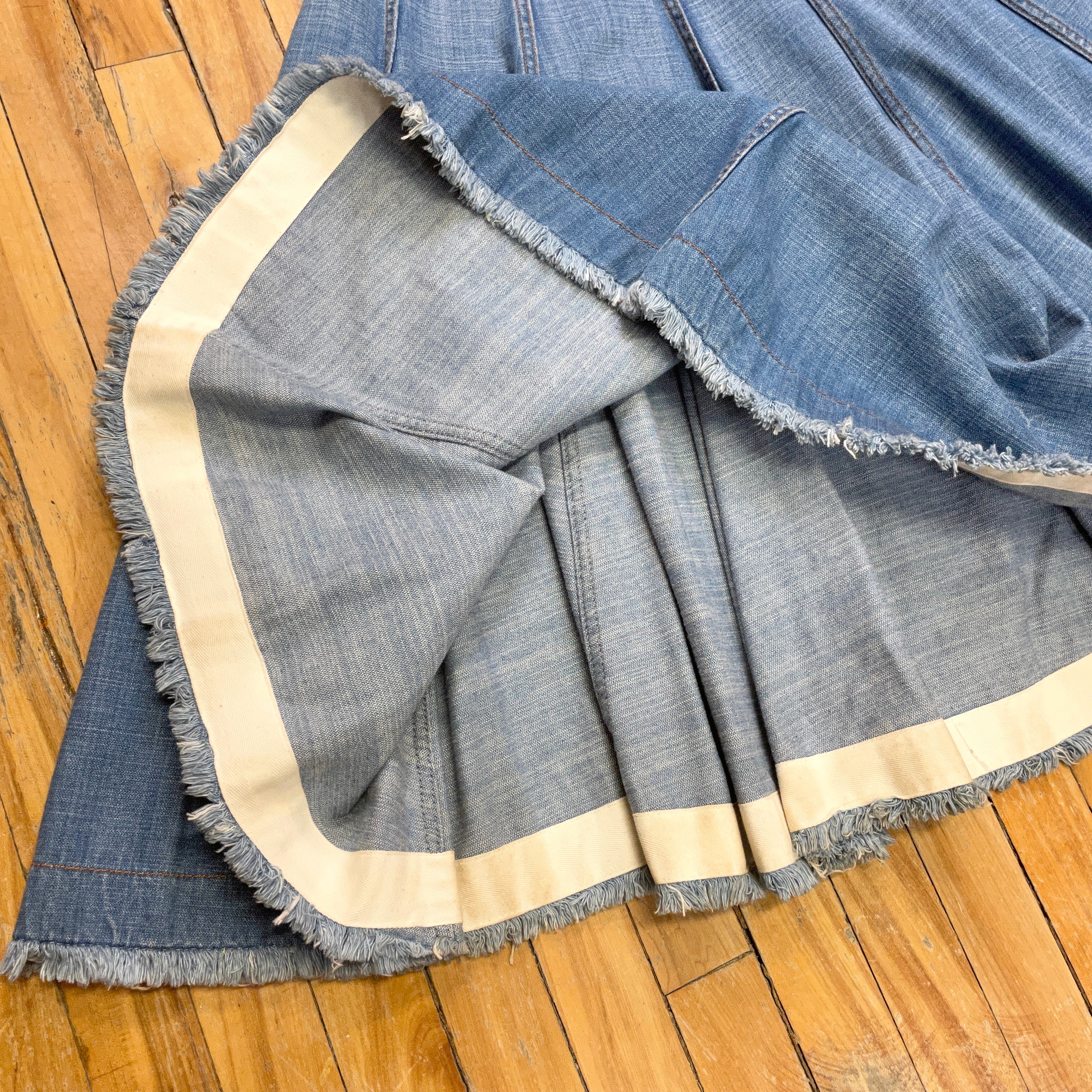 McQ by Alexander McQueen Vintage Designer Denim Paneled Skirt Made in Italy Size 31" Bottoms Public Butter 