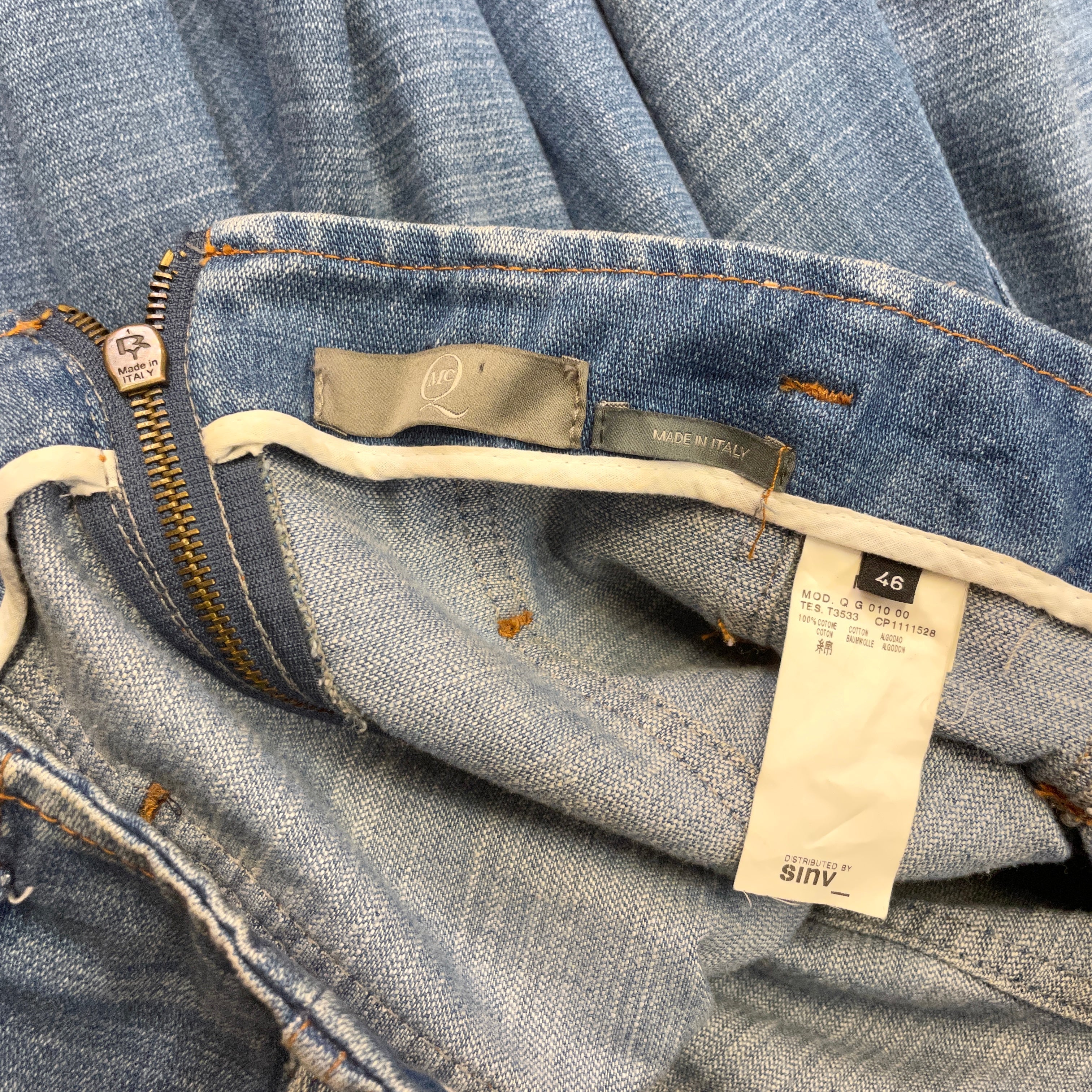 McQ by Alexander McQueen Vintage Designer Denim Paneled Skirt Made in Italy Size 31" Bottoms Public Butter 