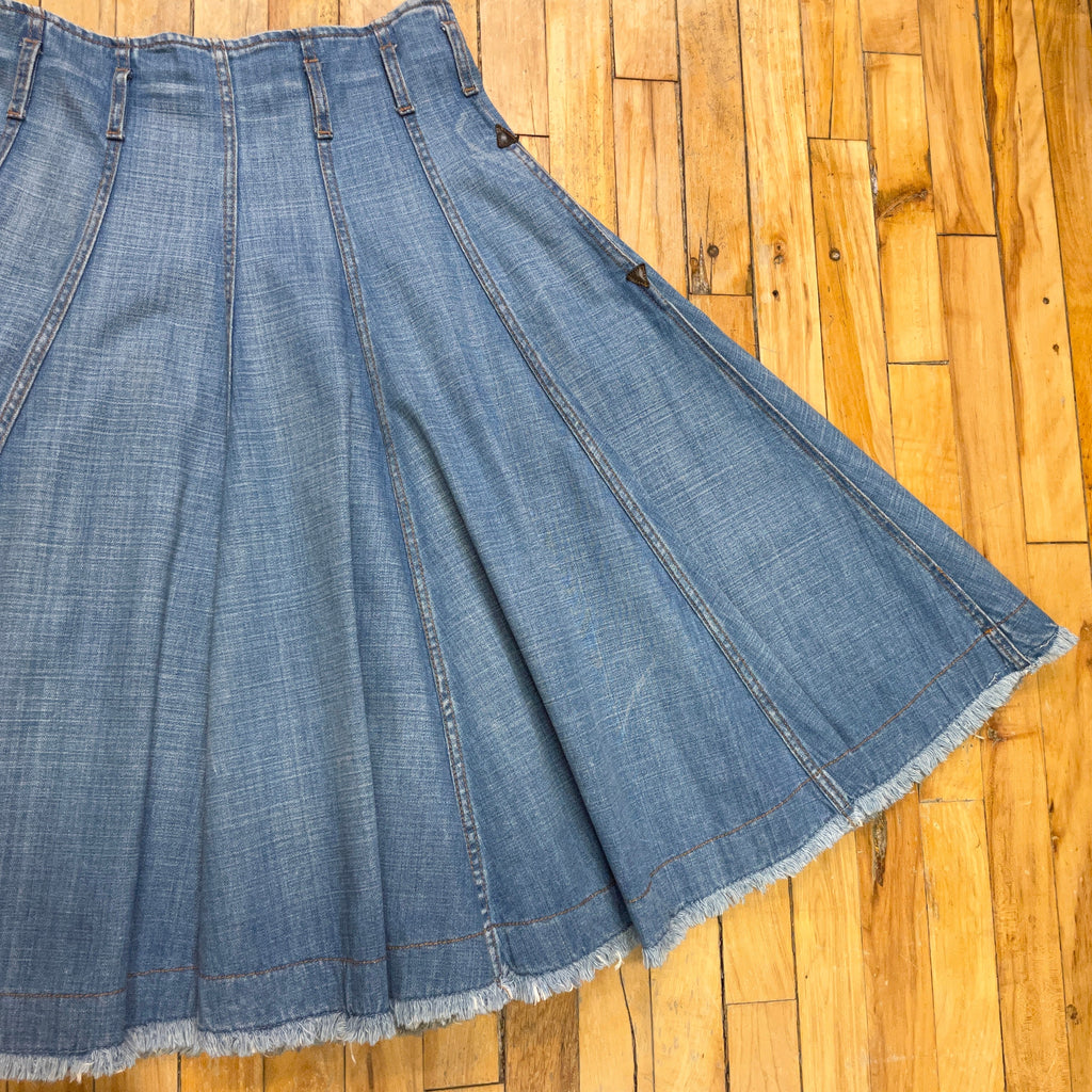 McQ by Alexander McQueen Vintage Designer Denim Paneled Skirt Made in Italy Size 31" Bottoms Public Butter 