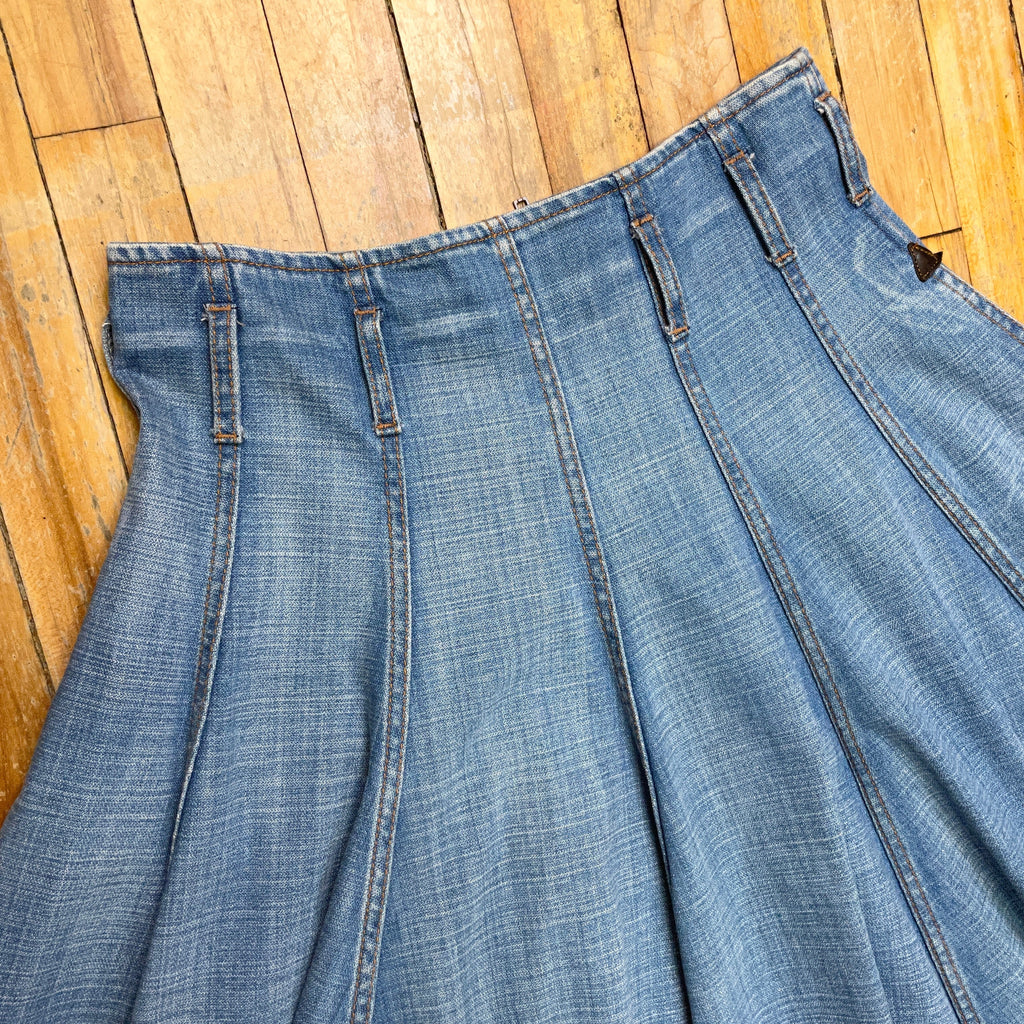 McQ by Alexander McQueen Vintage Designer Denim Paneled Skirt Made in Italy Size 31" Bottoms Public Butter 