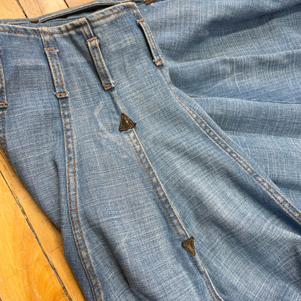 McQ by Alexander McQueen Vintage Designer Denim Paneled Skirt Made in Italy Size 31" Bottoms Public Butter 