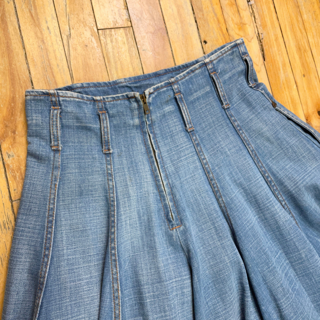McQ by Alexander McQueen Vintage Designer Denim Paneled Skirt Made in Italy Size 31" Bottoms Public Butter 