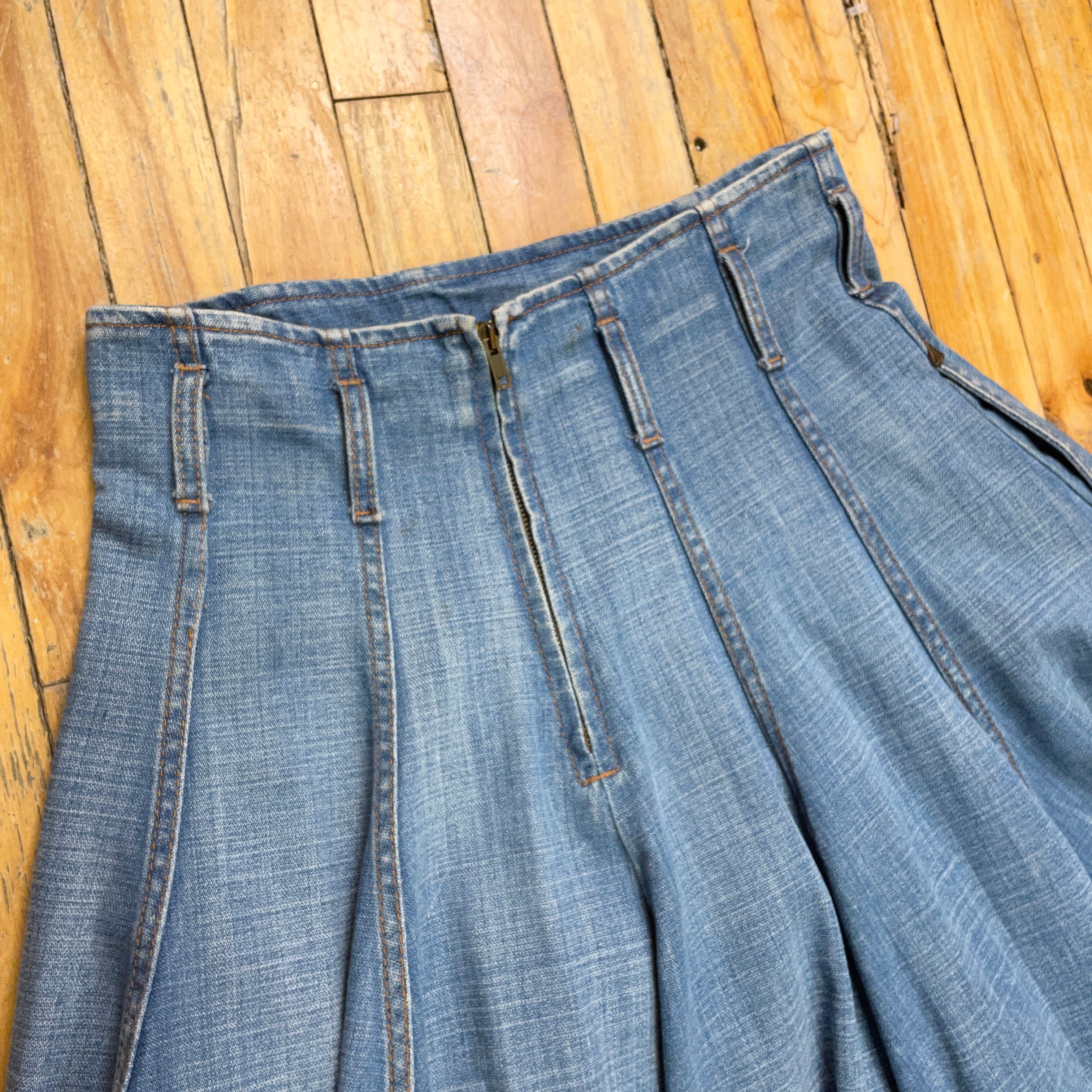 McQ by Alexander McQueen Vintage Designer Denim Paneled Skirt Made in Italy Size 31" Bottoms Public Butter 