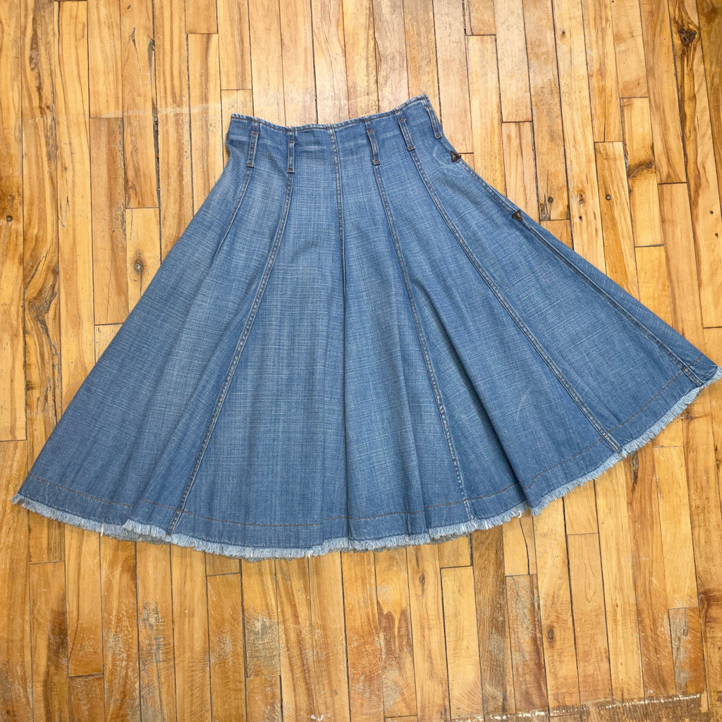 McQ by Alexander McQueen Vintage Designer Denim Paneled Skirt Made in Italy Size 31" Bottoms Public Butter 