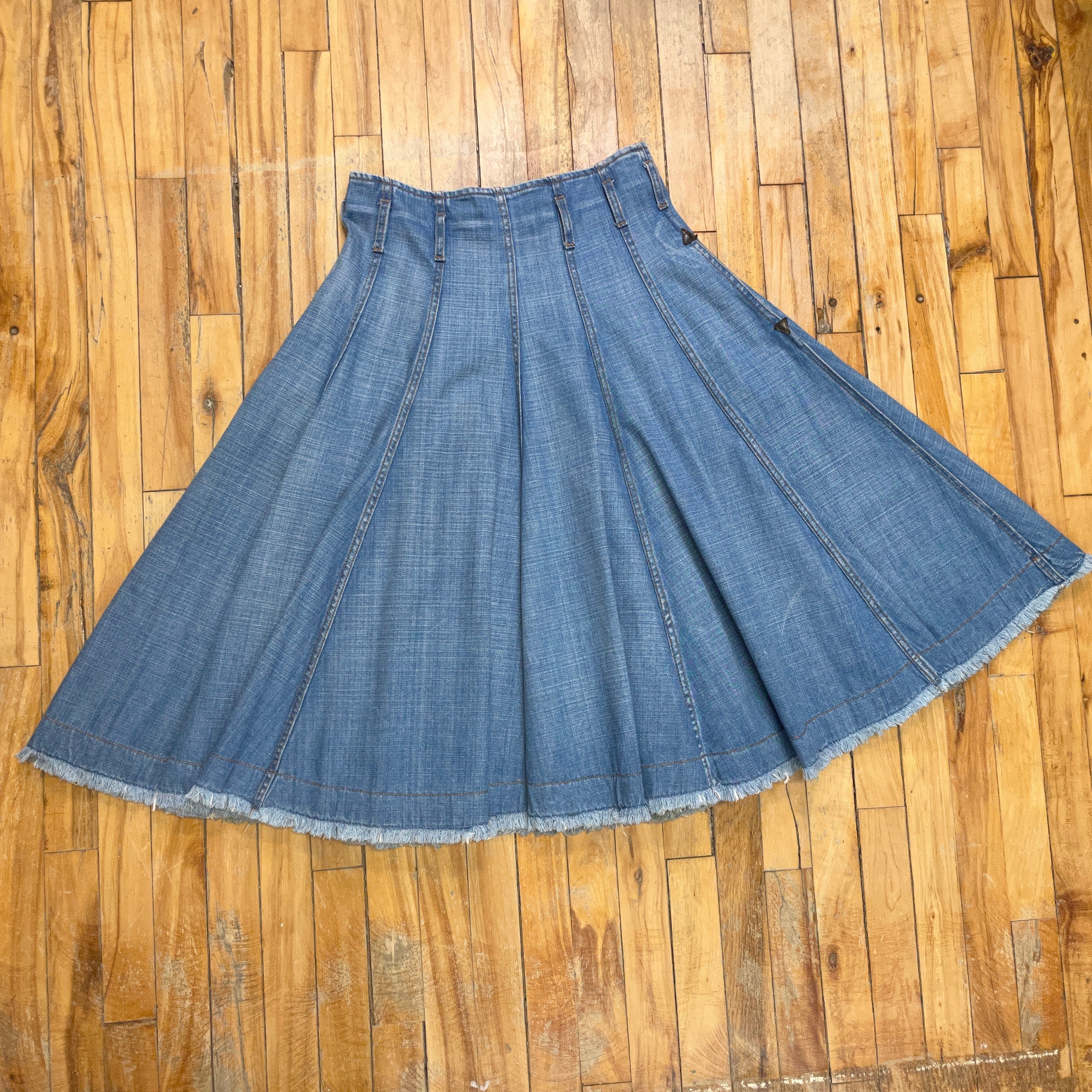 McQ by Alexander McQueen Vintage Designer Denim Paneled Skirt Made in Italy Size 31" Bottoms Public Butter 