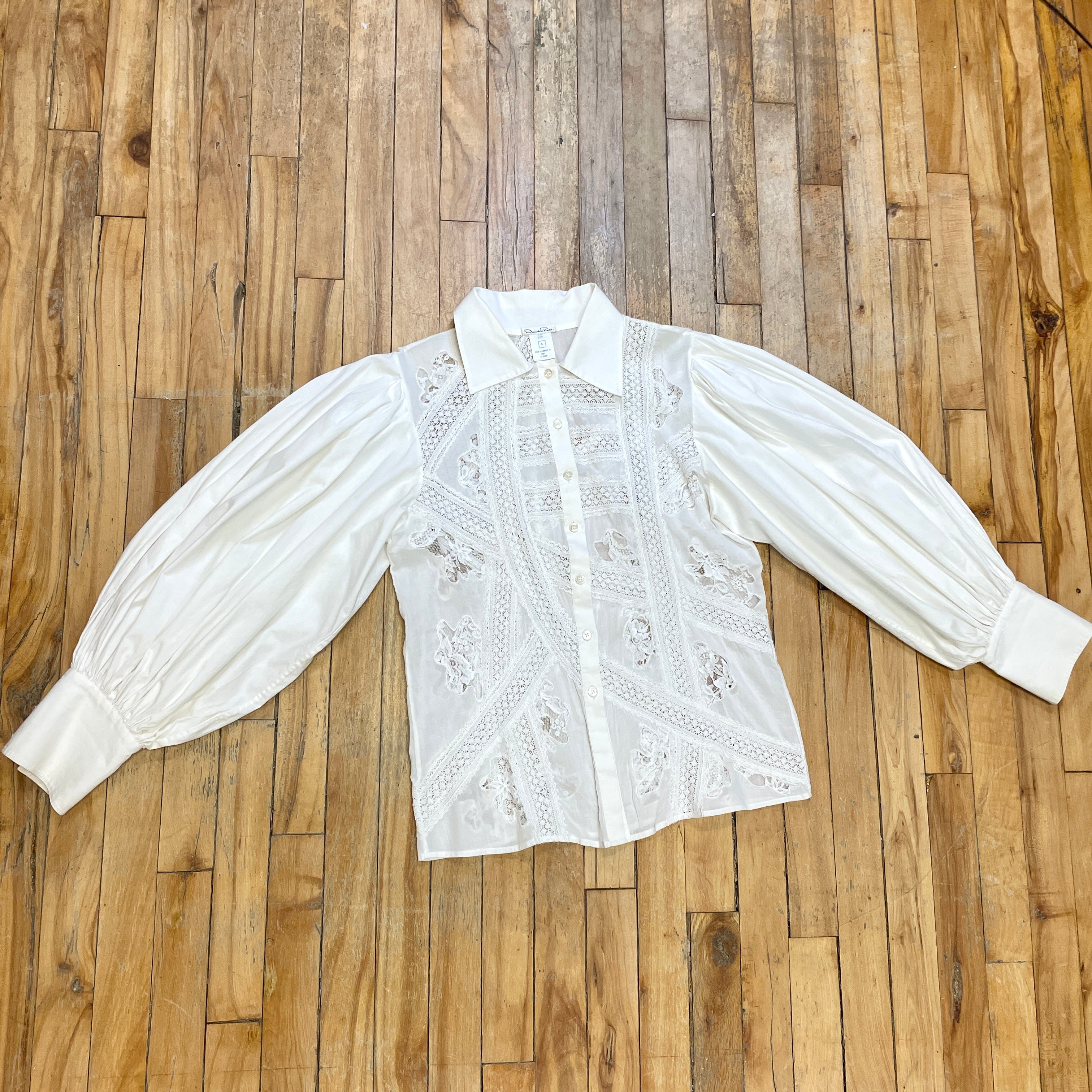 @Oscar de la Renta Vintage Designer Lace Blouse Tops Public Butter 