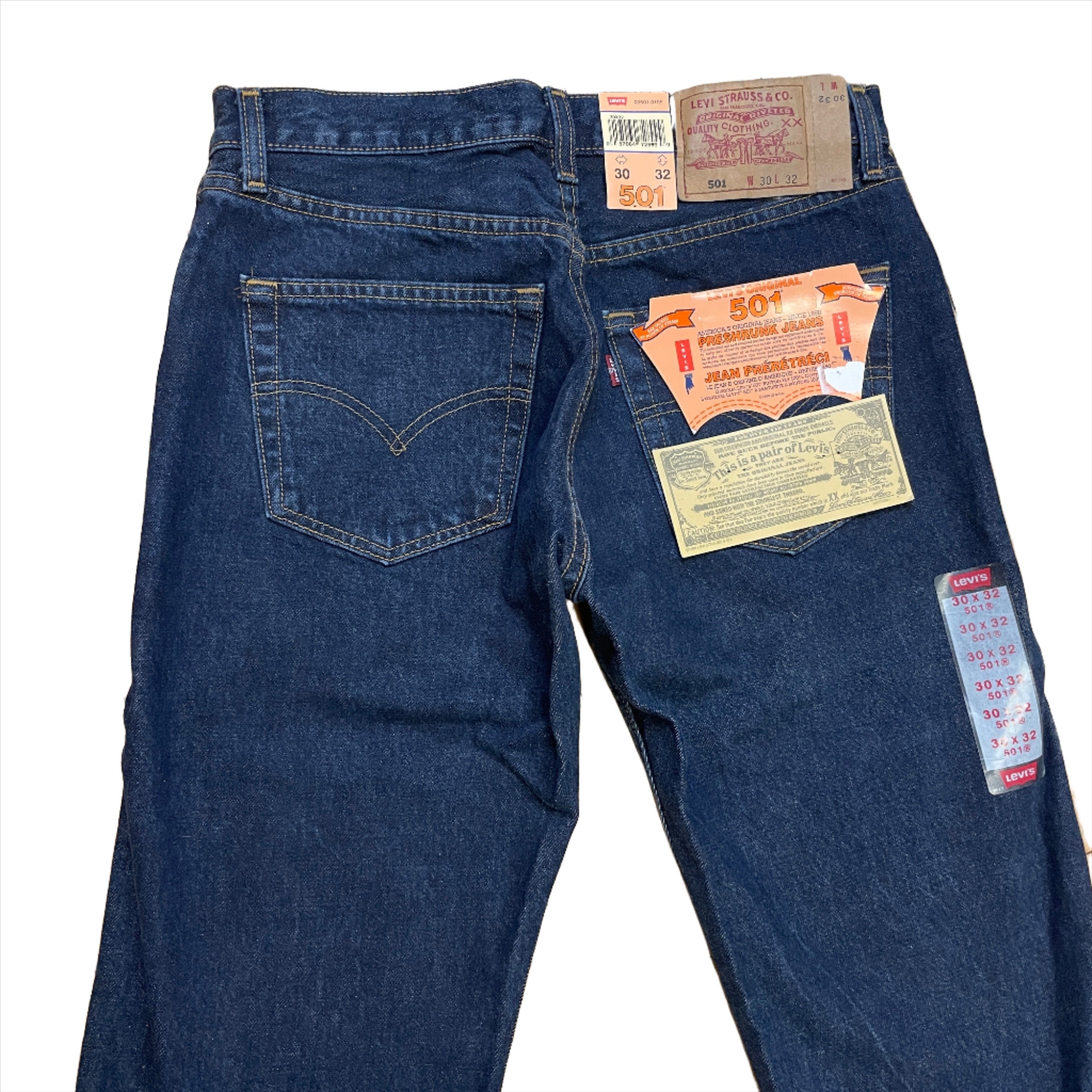 Vintage 1999 Deadstock Levi's Dark Wash 501s Made in Canada 30" Waist Bottoms Public Butter 